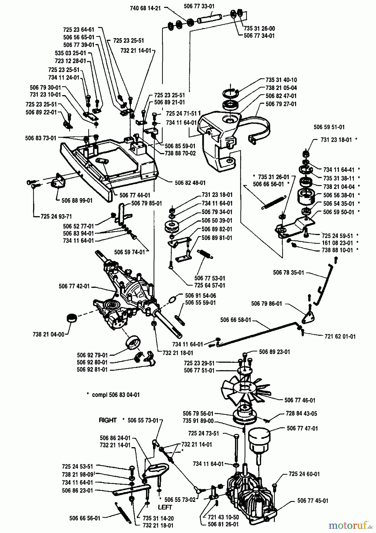 Husqvarna Reitermäher, Motor hinten Rider 1200 - Husqvarna Rear-Engine Rider (1995-03 to 1996-07) Frame, Steering And Ignition Assembly