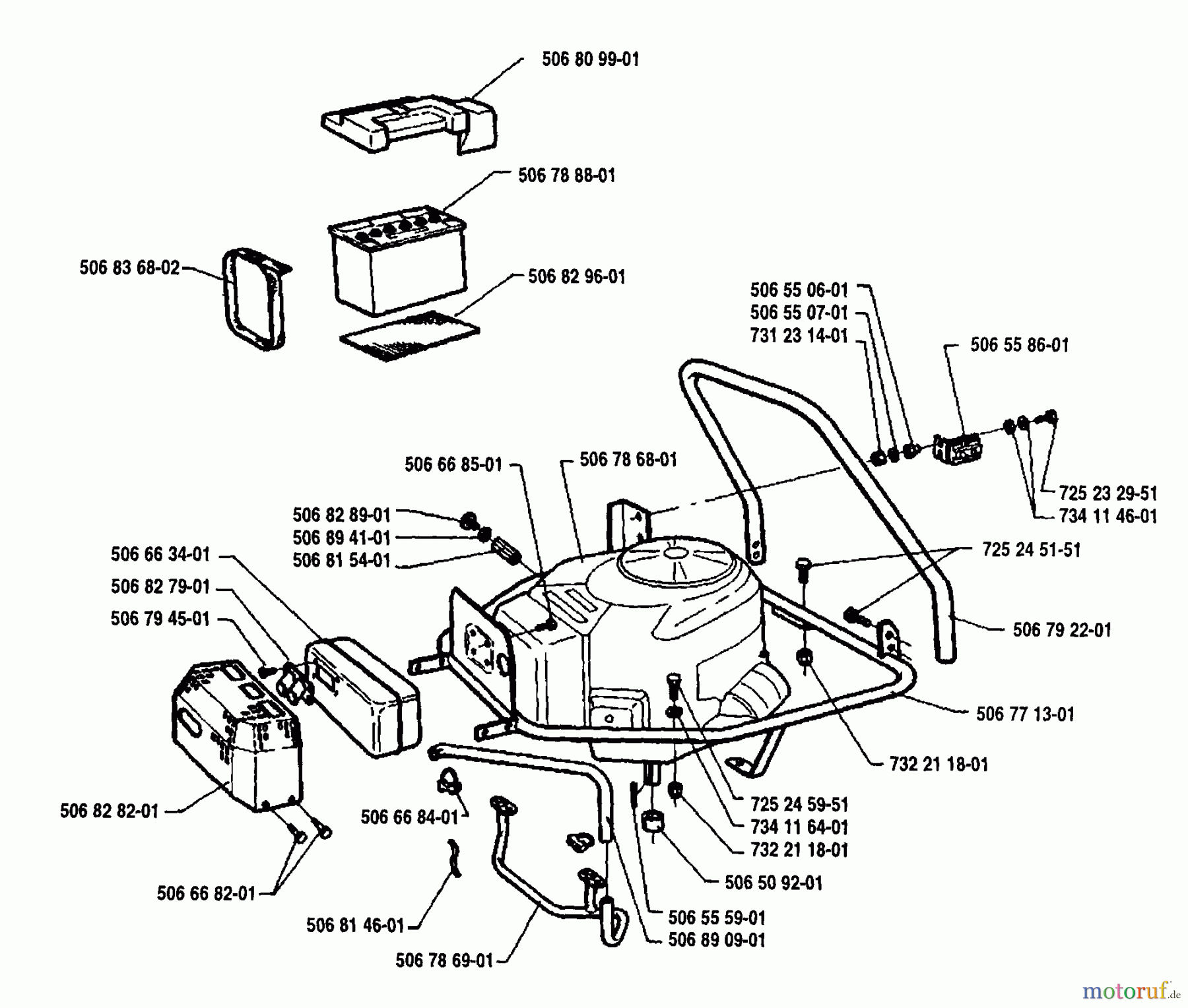  Husqvarna Reitermäher, Motor hinten Rider 1200 - Husqvarna Rear-Engine Rider (1995-03 to 1996-07) Motor Housing