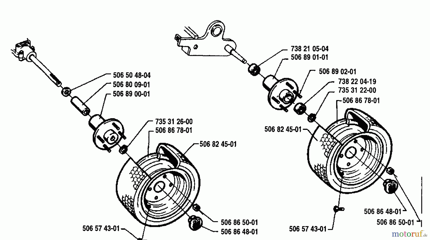 Husqvarna Reitermäher, Motor hinten Rider 1000 - Husqvarna Rear-Engine Rider (1995-03 & After) Wheel Assembly