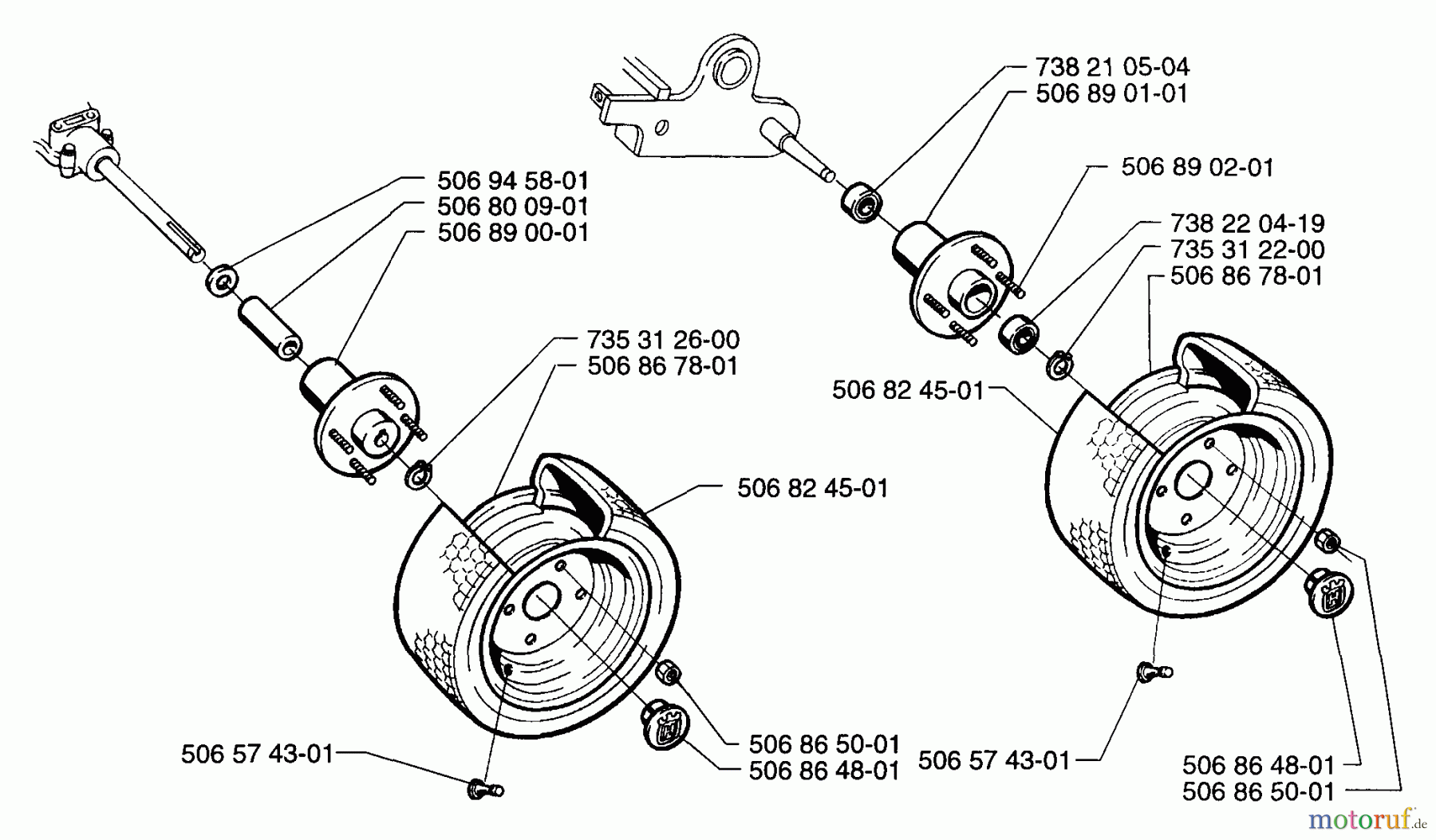 Husqvarna Reitermäher, Motor hinten Rider 1200 - Husqvarna Rear-Engine Rider (1996-08 to 1997-12) Tire Assembly