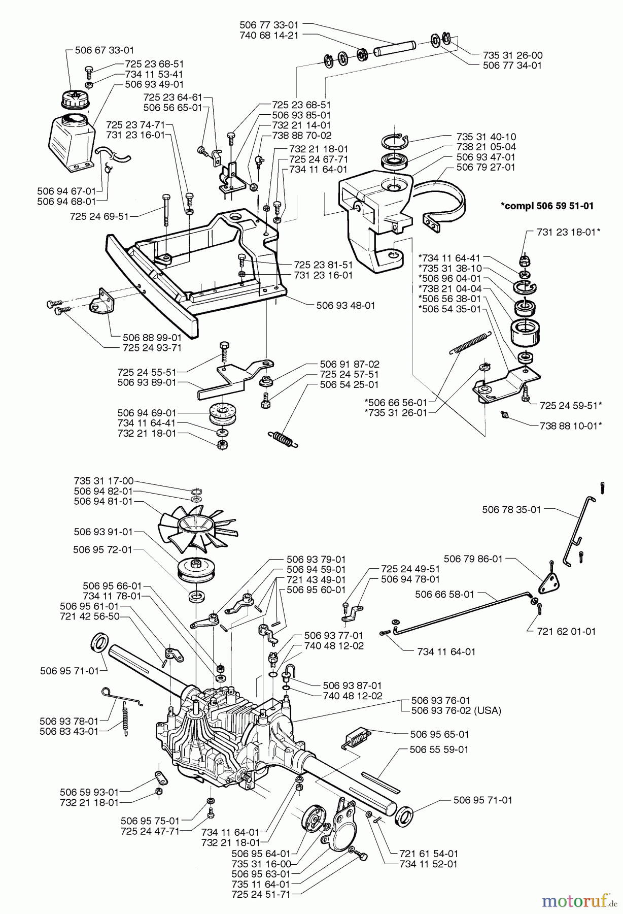 Husqvarna Reitermäher, Motor hinten Rider 1200 - Husqvarna Rear-Engine Rider (1998-01 & After) Tank And Steering Assembly