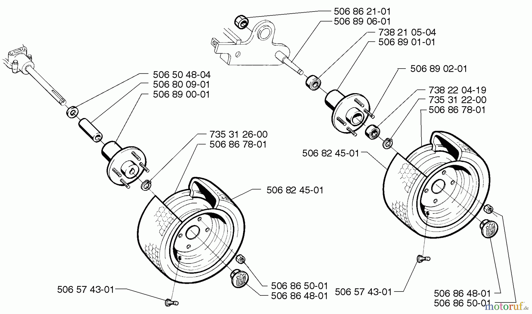 Husqvarna Reitermäher, Motor hinten Rider 1200 - Husqvarna Rear-Engine Rider (1998-01 & After) Tire Assembly
