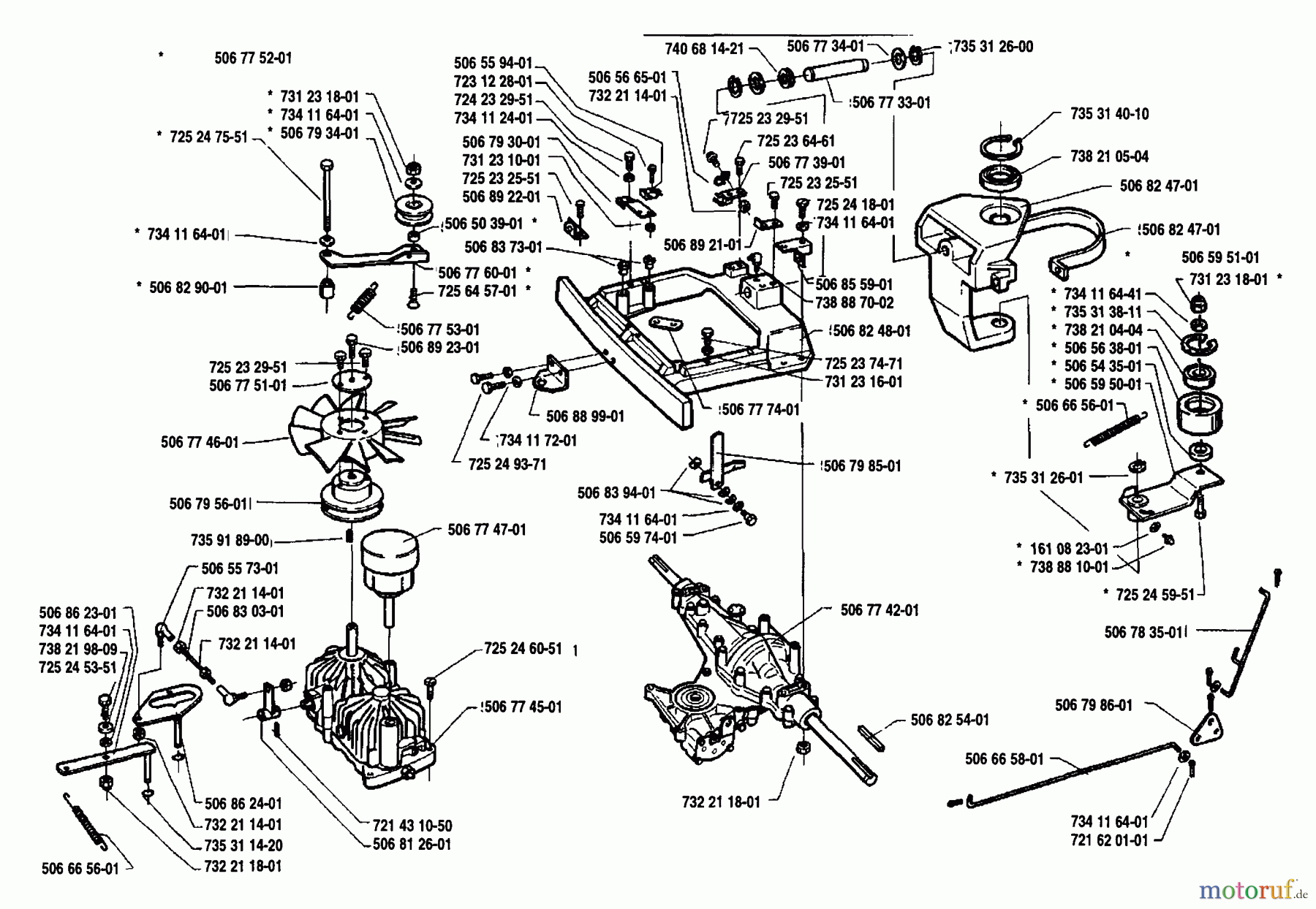 Husqvarna Reitermäher, Motor hinten Rider 1200-14 - Husqvarna Rear-Engine Rider (1991-03 & After) Drive Train Assembly