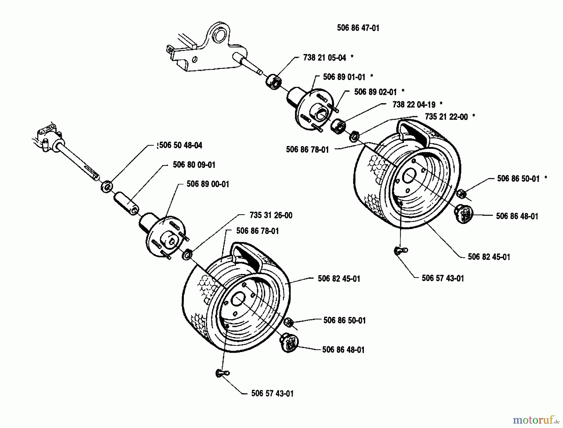 Husqvarna Reitermäher, Motor hinten Rider 1200-14 - Husqvarna Rear-Engine Rider (1991-03 & After) Wheel Assembly