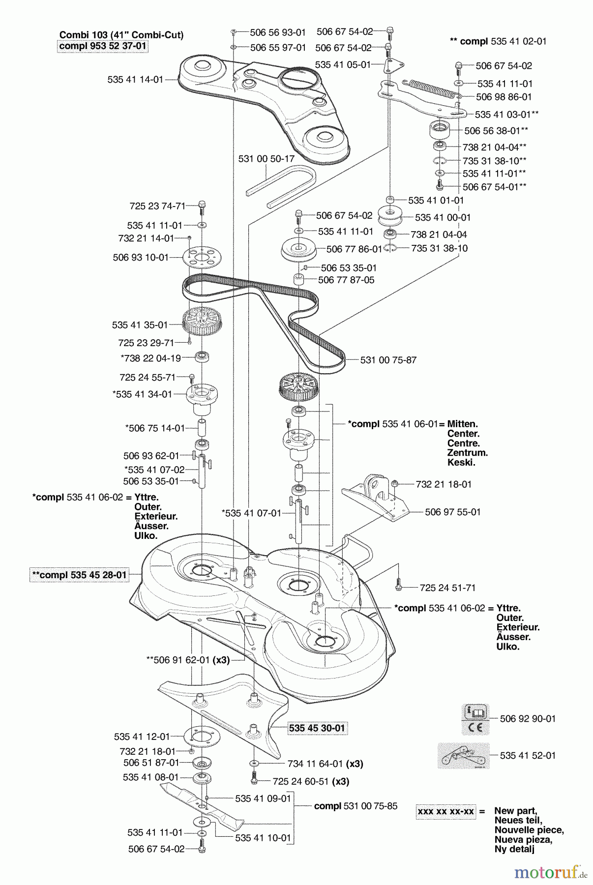 Husqvarna Reitermäher, Motor hinten Rider 155 - Husqvarna Rear-Engine Rider (2003-01 & After) Deck Assy. (41