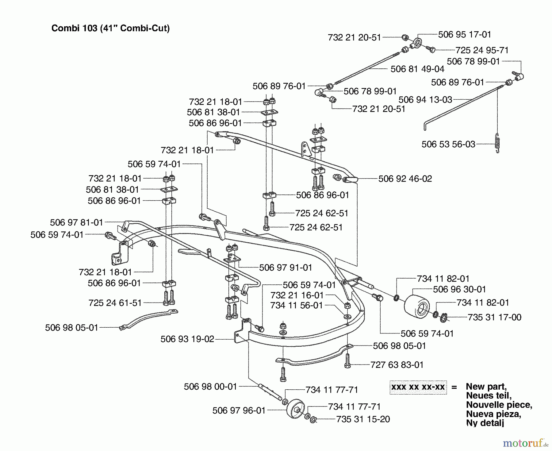 Husqvarna Reitermäher, Motor hinten Rider 155 - Husqvarna Rear-Engine Rider (2003-01 & After) Deck Frame (41