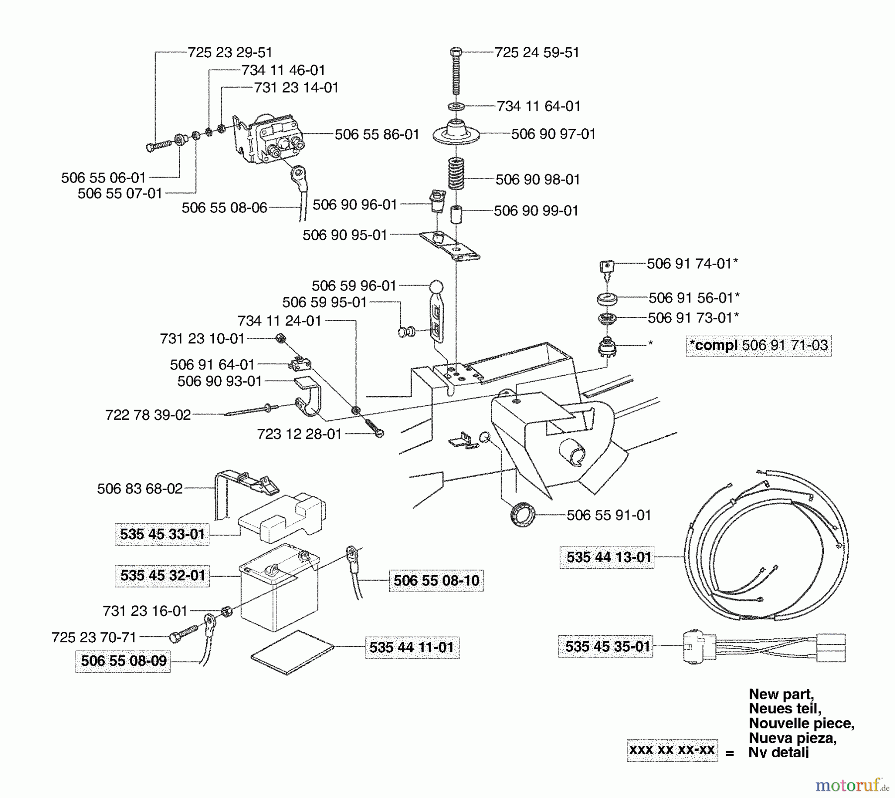  Husqvarna Reitermäher, Motor hinten Rider 155 - Husqvarna Rear-Engine Rider (2003-01 & After) Electrical