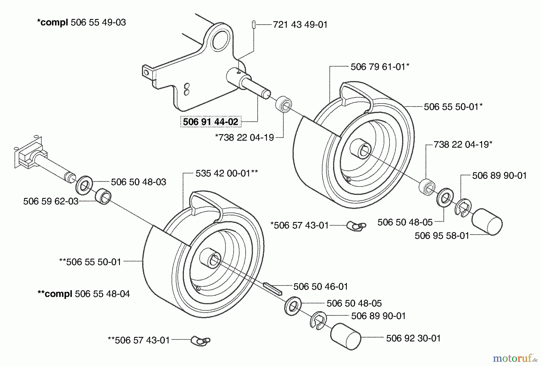  Husqvarna Reitermäher, Motor hinten Rider 155 - Husqvarna Rear-Engine Rider (2003-01 & After) Wheels / Tires