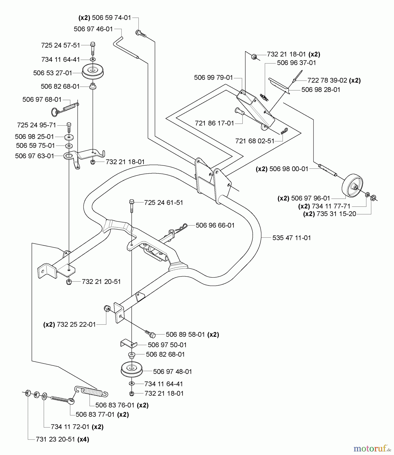  Husqvarna Reitermäher, Motor hinten Rider 155 - Husqvarna Rear-Engine Rider (2006-01 & After) Deck Support