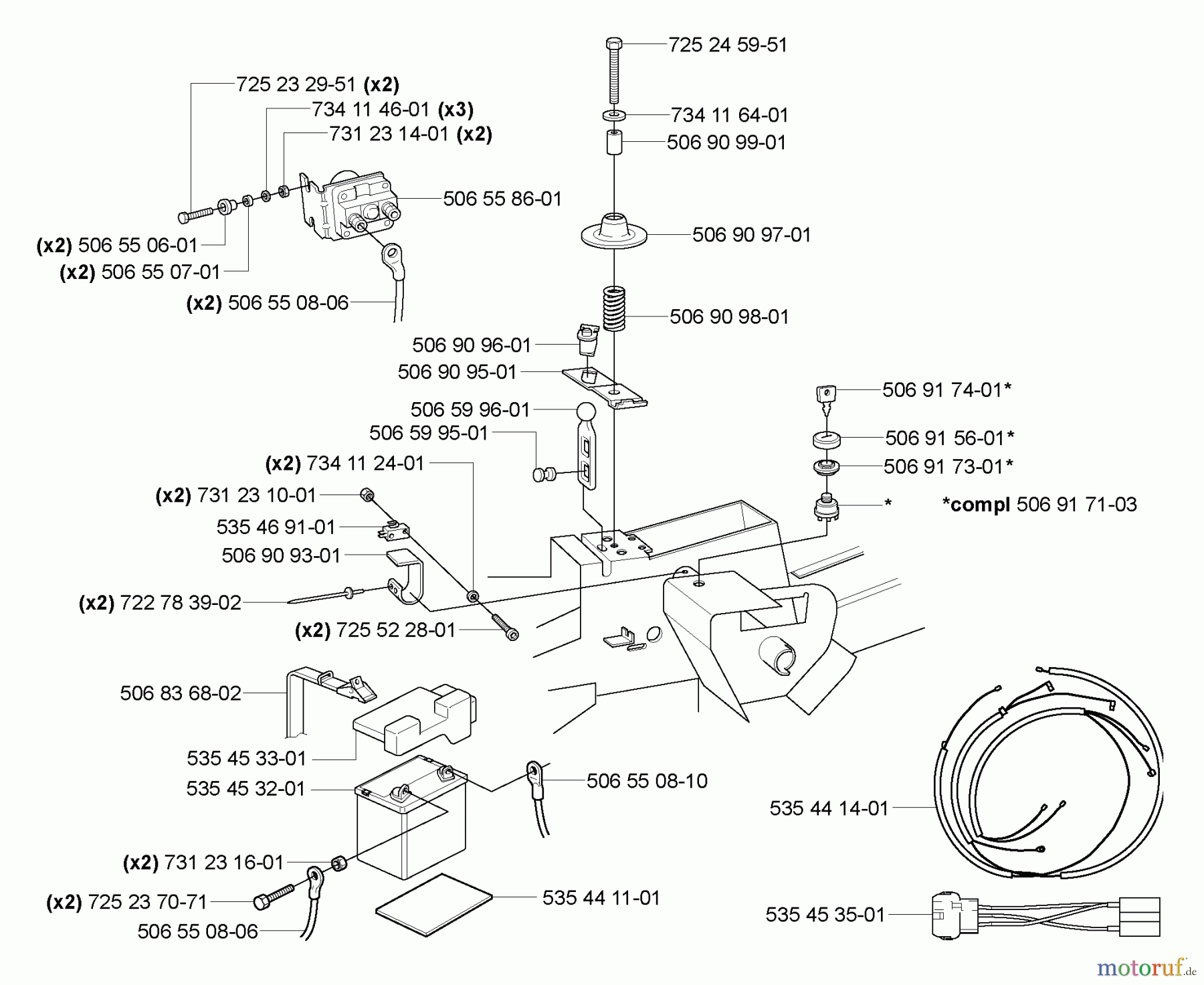 Husqvarna Reitermäher, Motor hinten Rider 155 - Husqvarna Rear-Engine Rider (2006-01 & After) Electrical