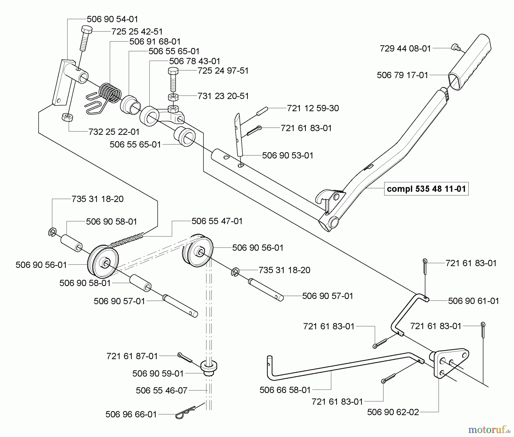 Husqvarna Reitermäher, Motor hinten Rider 155 - Husqvarna Rear-Engine Rider (2006-01 & After) Levers/Cables Links