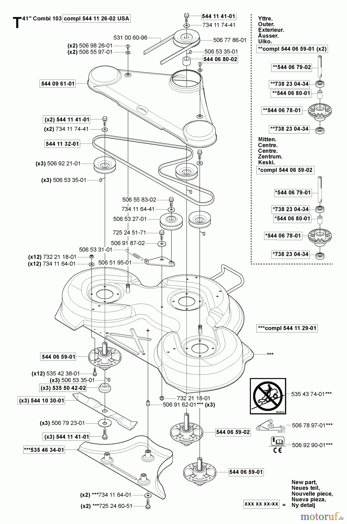 Husqvarna Reitermäher, Motor hinten Rider 155 - Husqvarna Rear-Engine Rider (2006-01 & After) Mower Deck(41