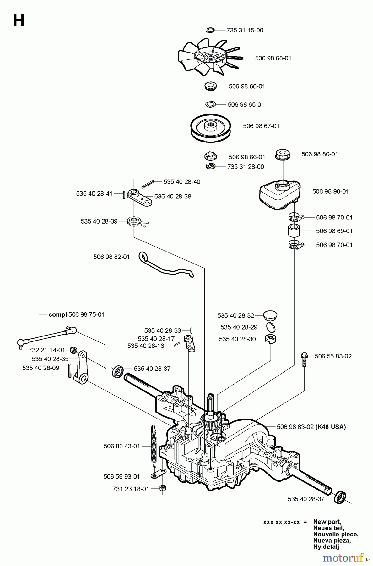 Husqvarna Reitermäher, Motor hinten Rider 155 - Husqvarna Rear-Engine Rider (2006-01 & After) Transmission