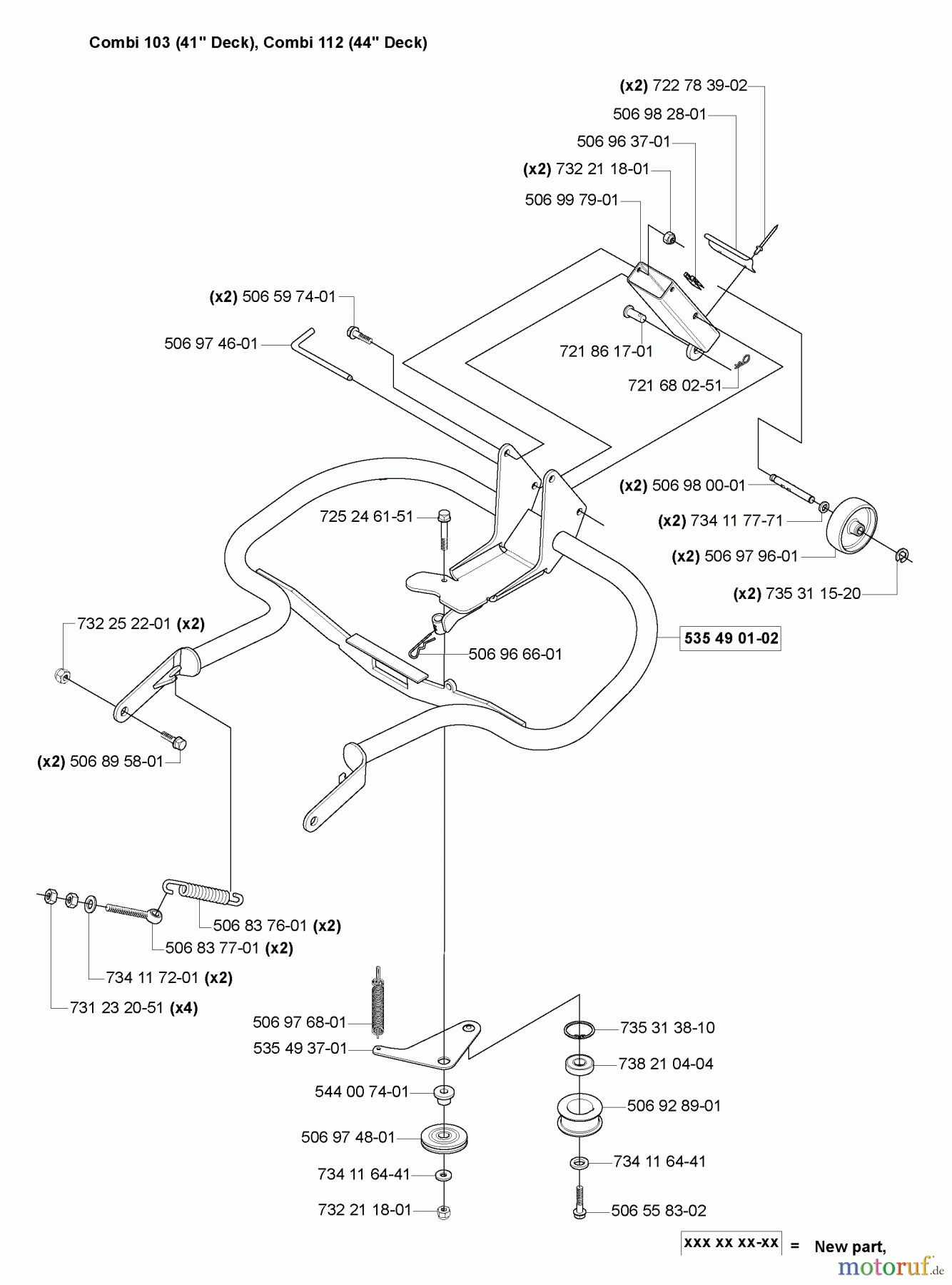 Husqvarna Reitermäher, Motor hinten Rider 155 AWD - Husqvarna Rear-Engine Rider (2006-01 & After) Deck Support