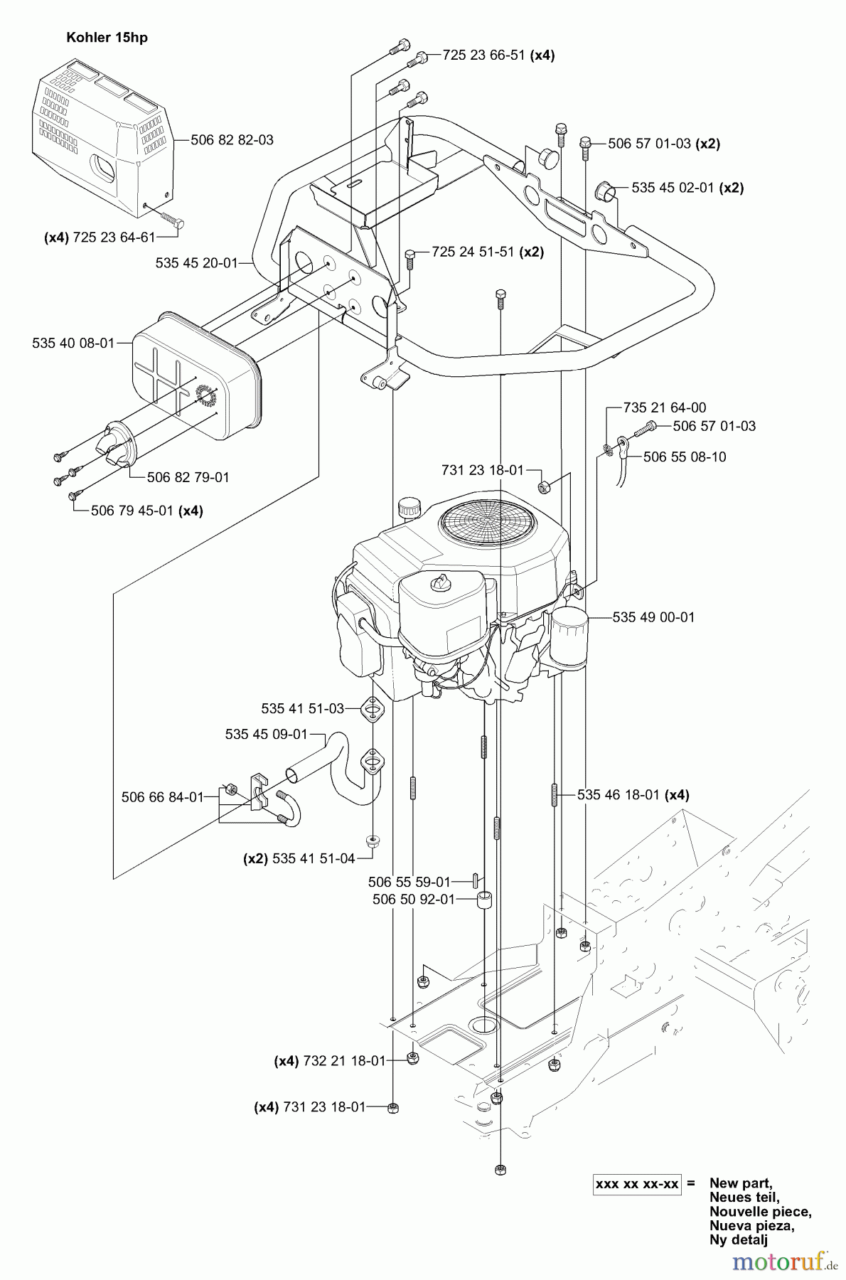 Husqvarna Reitermäher, Motor hinten Rider 155 AWD - Husqvarna Rear-Engine Rider (2006-01 & After) Engine