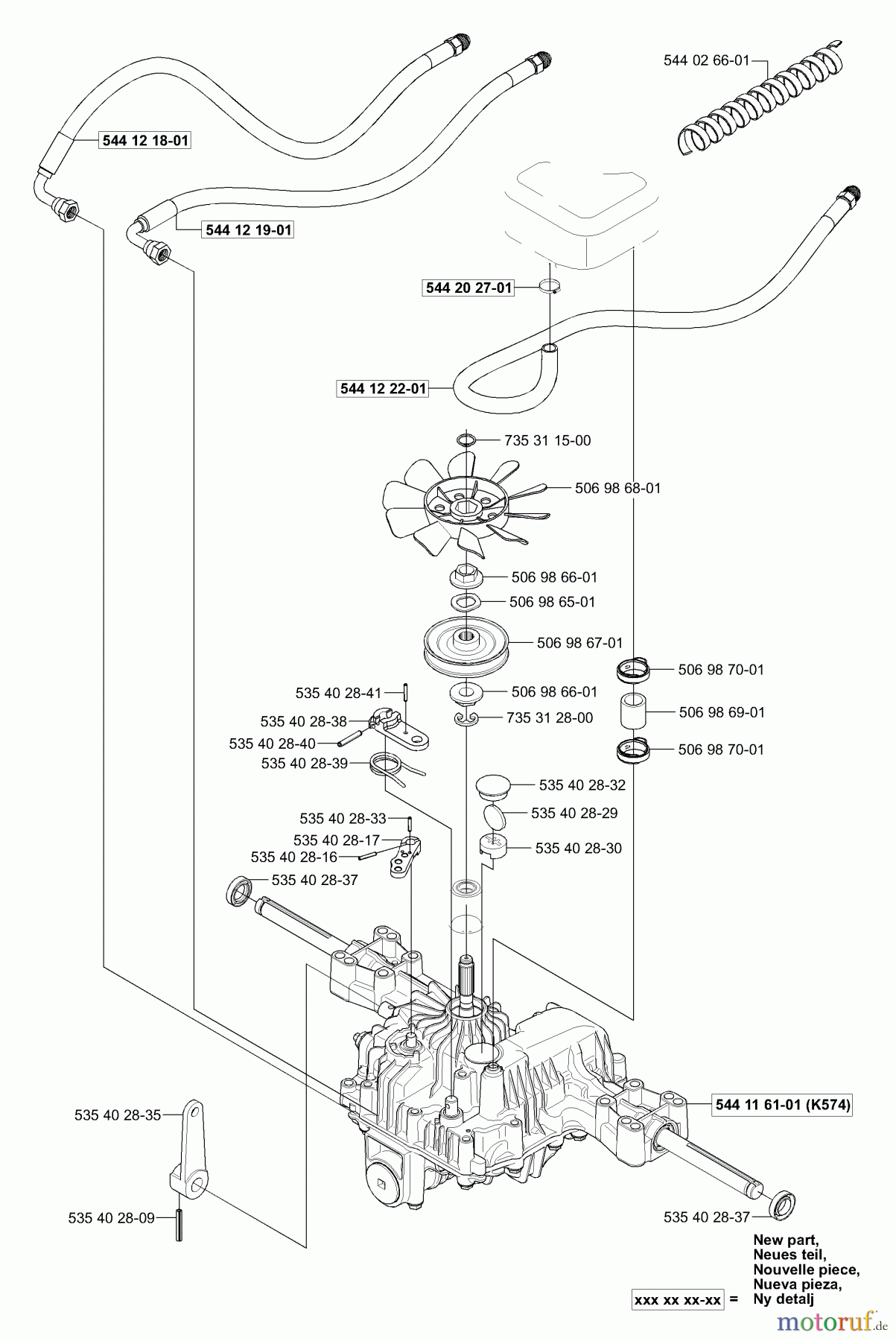 Husqvarna Reitermäher, Motor hinten Rider 155 AWD - Husqvarna Rear-Engine Rider (2006-01 & After) Transmission (Hydraulics/Pulley/Fan)