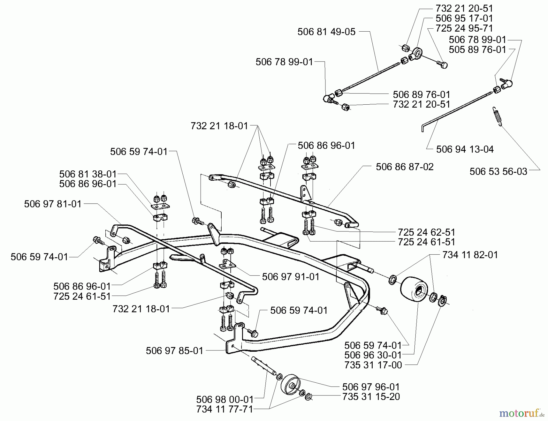 Husqvarna Reitermäher, Motor hinten Rider 16 - Husqvarna Rear-Engine Rider (2001-01 & After) Deck Frame (36