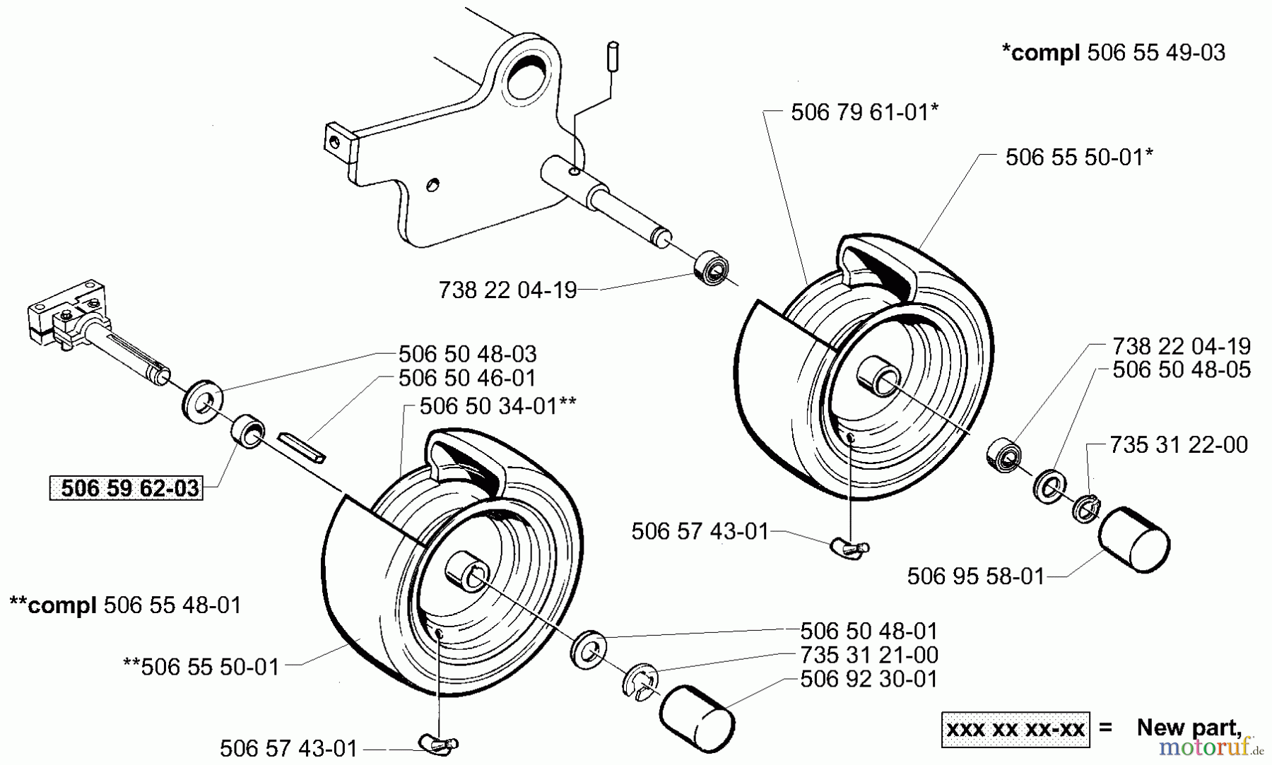 Husqvarna Reitermäher, Motor hinten Rider 16 - Husqvarna Rear-Engine Rider (2001-01 & After) Wheels & Tires