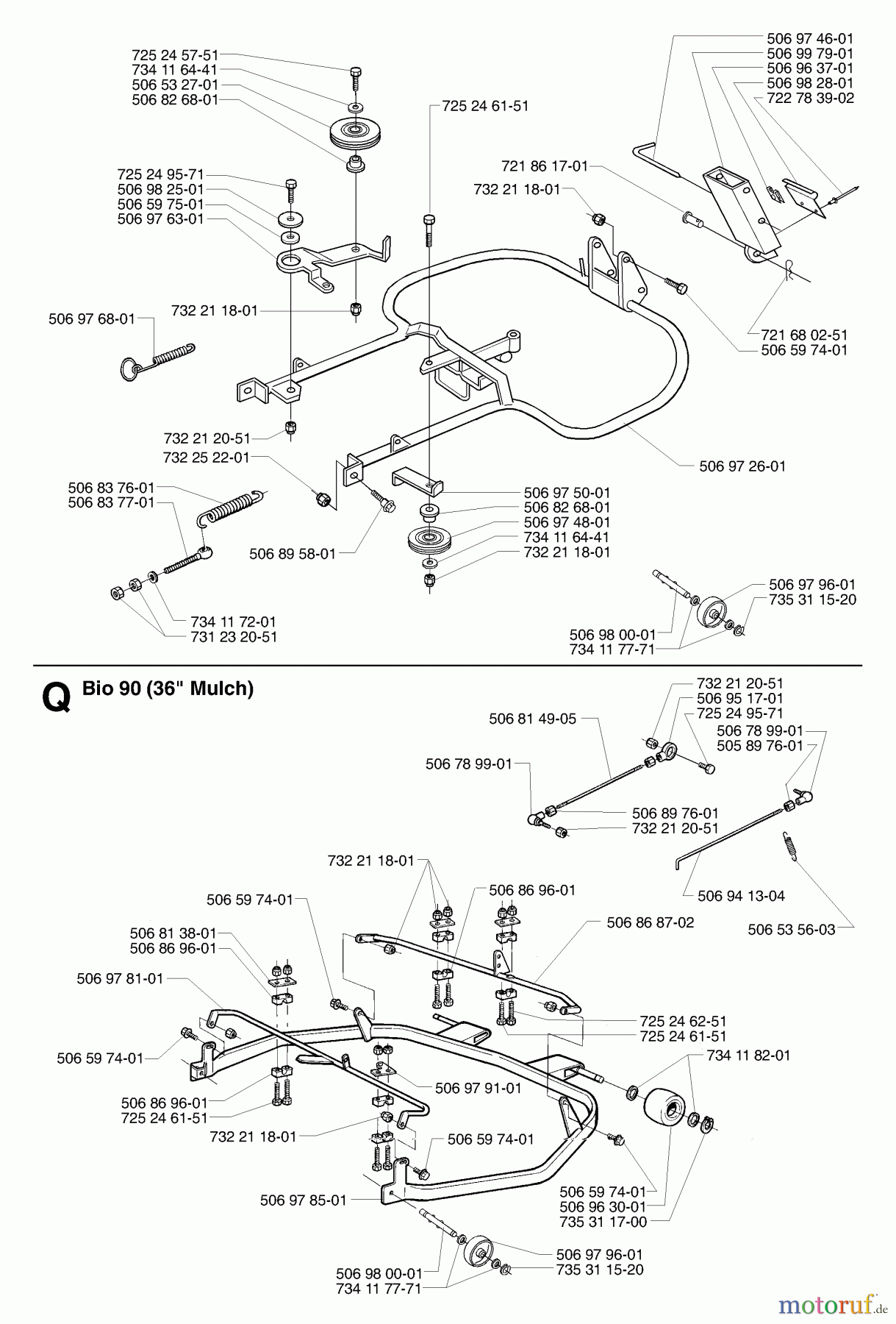 Husqvarna Reitermäher, Motor hinten Rider 16 - Husqvarna Rear-Engine Rider (2002-02 & After) Deck Support
