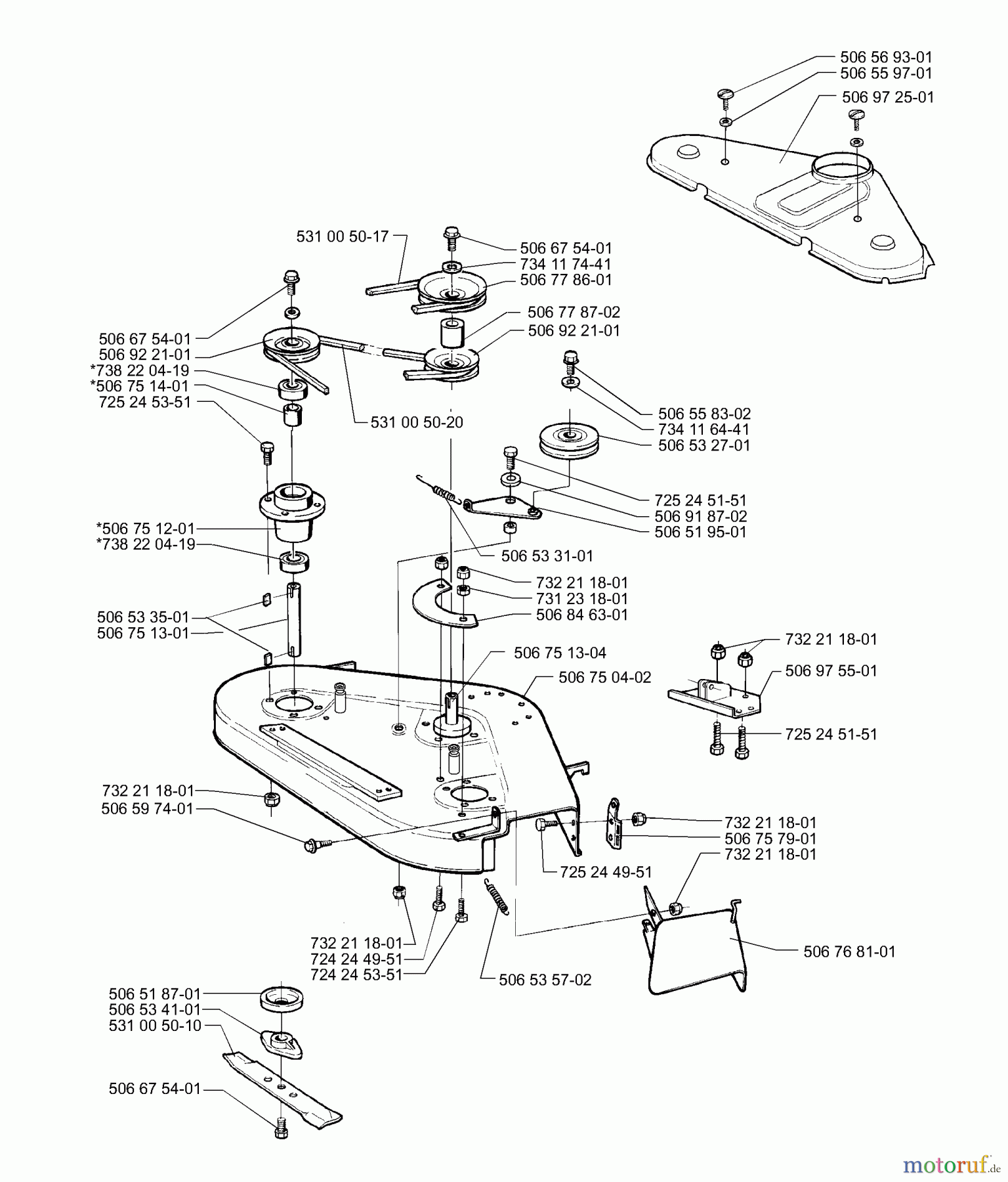 Husqvarna Reitermäher, Motor hinten Rider 16 H - Husqvarna Rear-Engine Rider (2000-02 & After) Deck (38