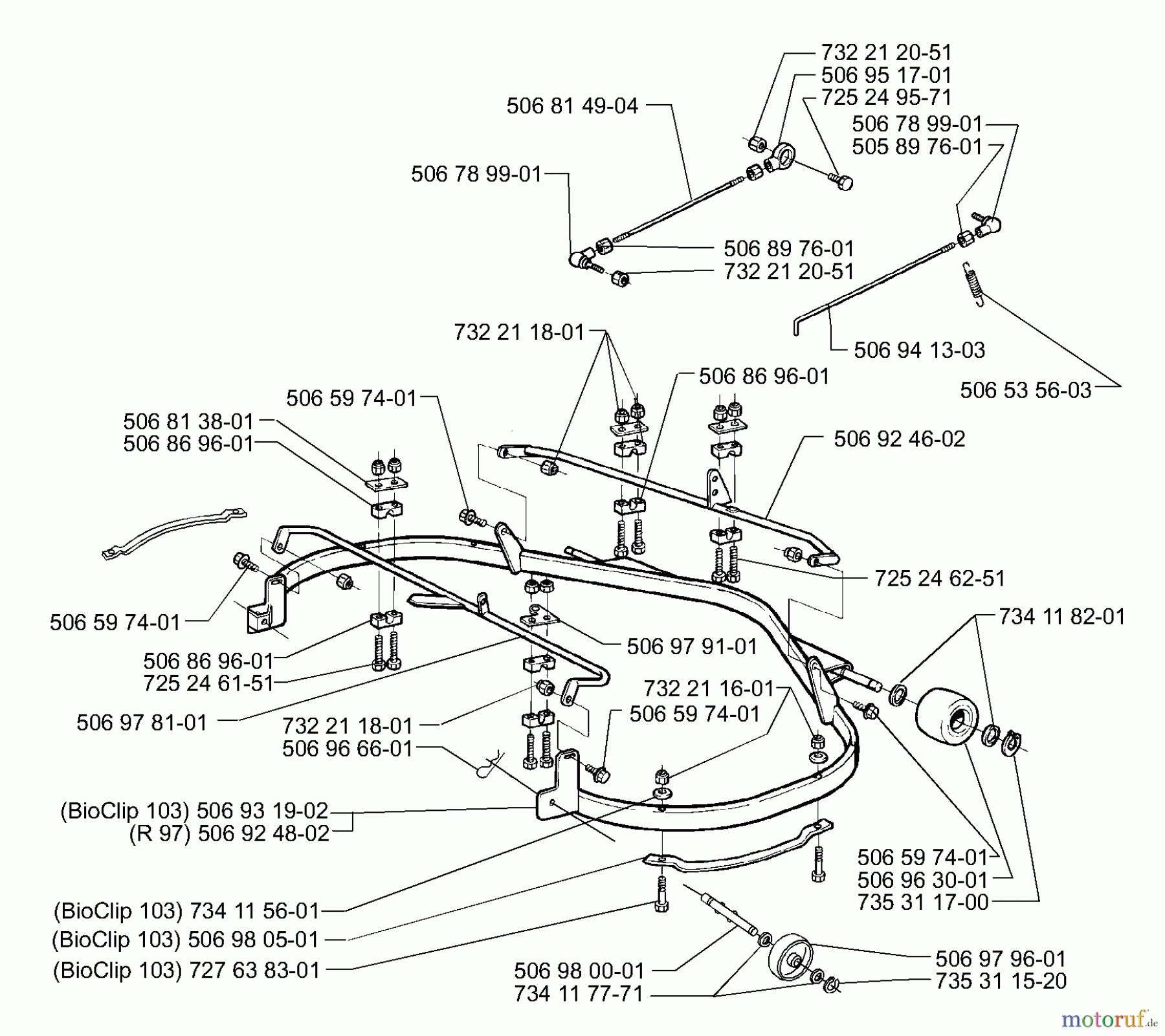 Husqvarna Reitermäher, Motor hinten Rider 16 H - Husqvarna Rear-Engine Rider (2000-02 & After) Deck Frame (41