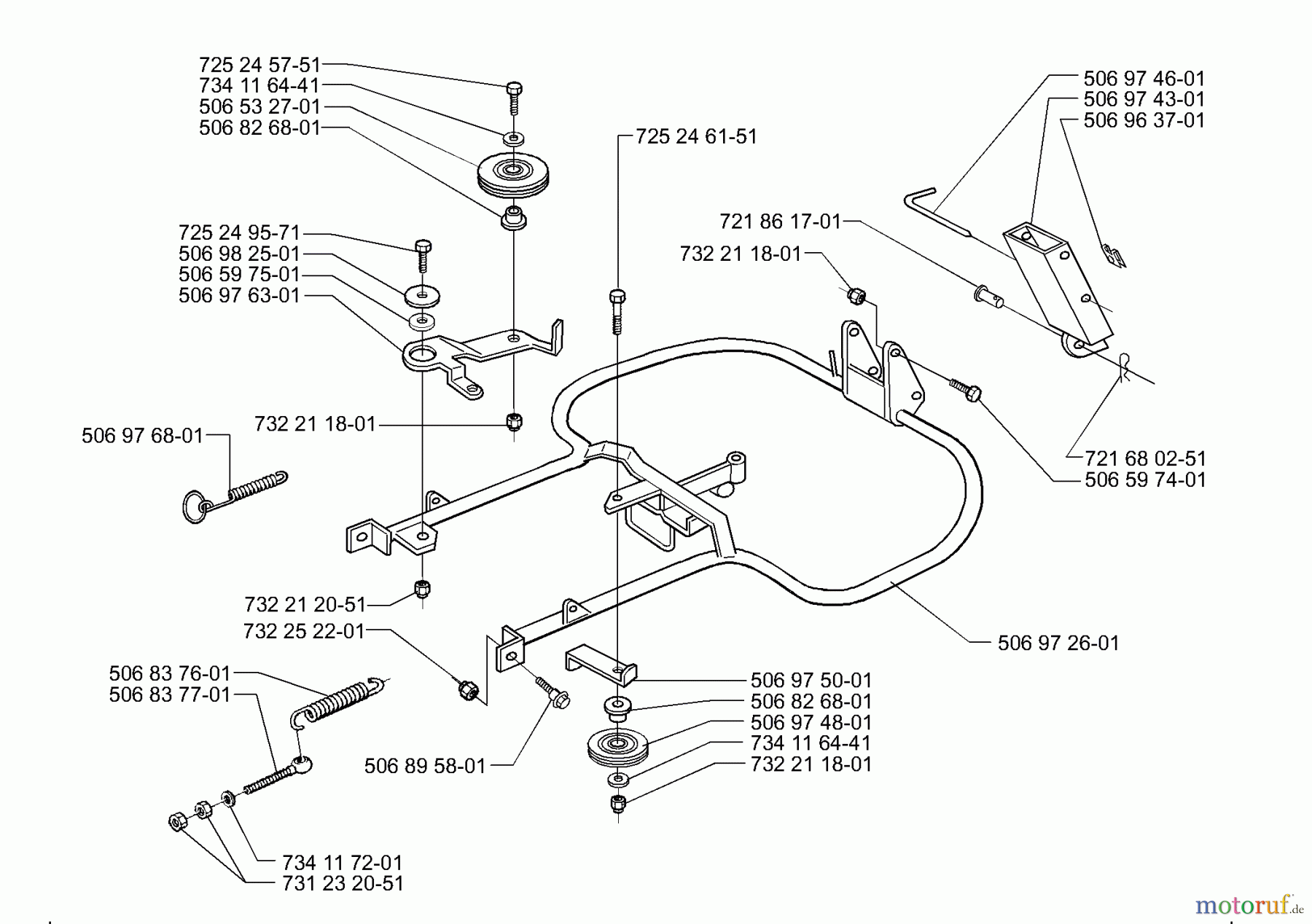 Husqvarna Reitermäher, Motor hinten Rider 16 H - Husqvarna Rear-Engine Rider (2000-02 & After) Deck Support