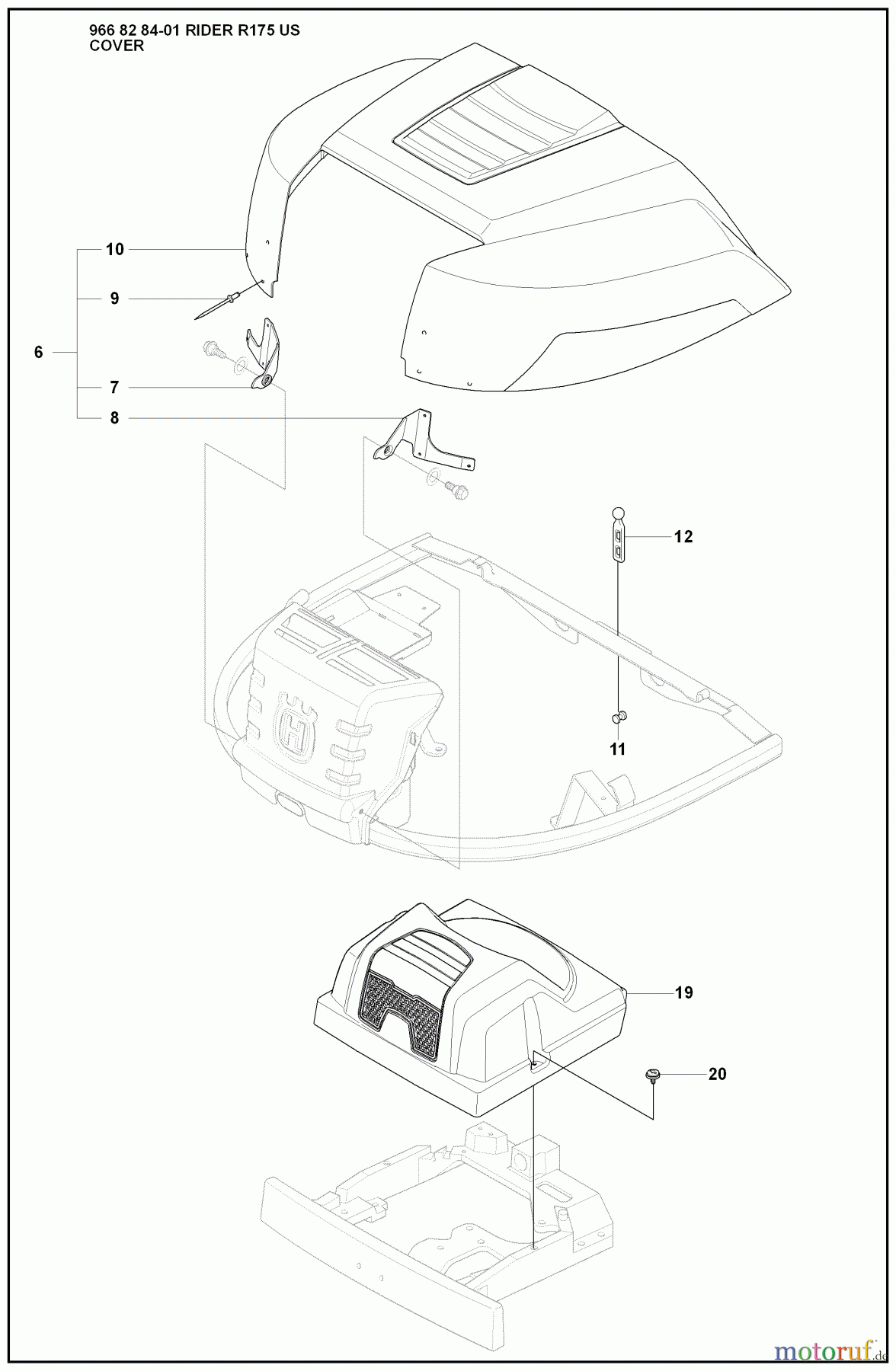 Husqvarna Reitermäher, Motor hinten Rider 175 - Husqvarna Rear-Engine Rider (2008-05 & After) Cover (Part 1)