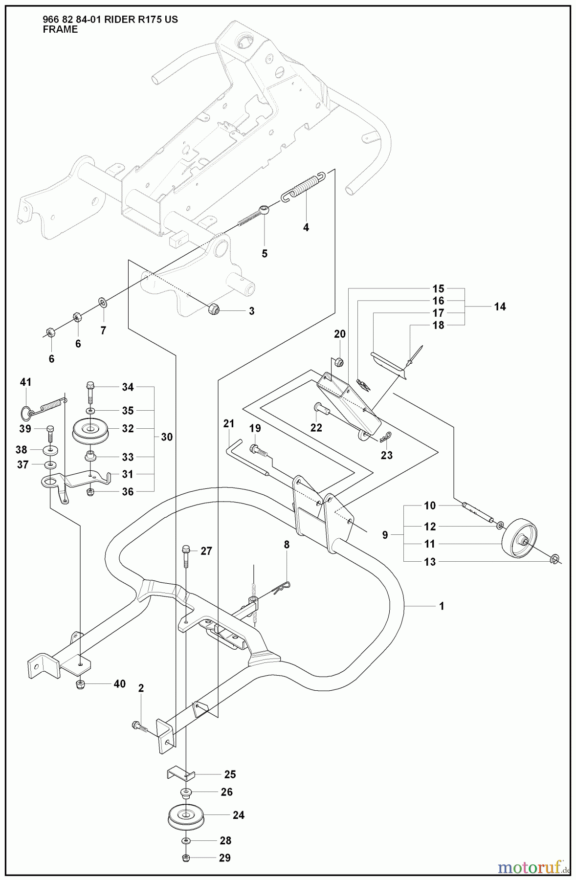 Husqvarna Reitermäher, Motor hinten Rider 175 - Husqvarna Rear-Engine Rider (2008-05 & After) Frame