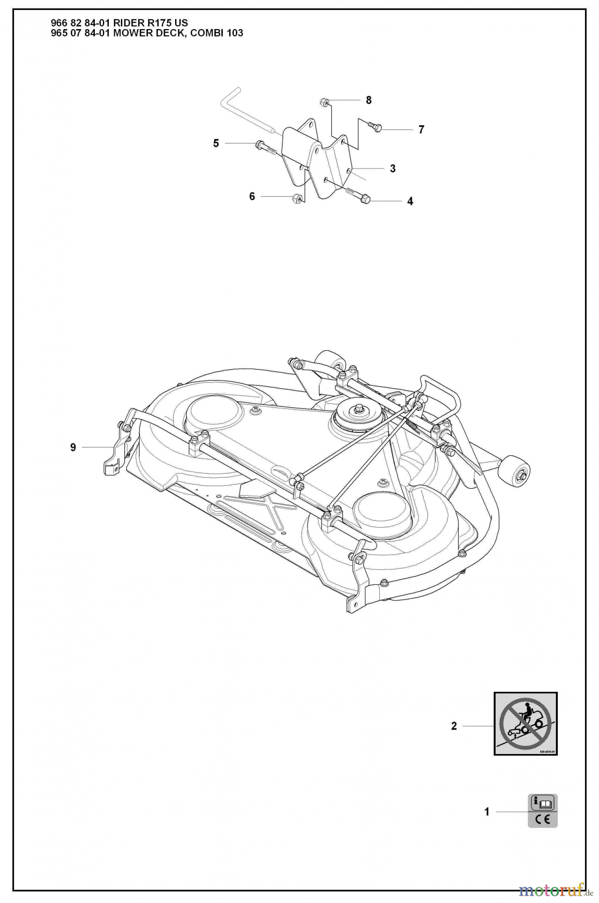  Husqvarna Reitermäher, Motor hinten Rider 175 - Husqvarna Rear-Engine Rider (2008-05 & After) Mower Deck (Part 1)
