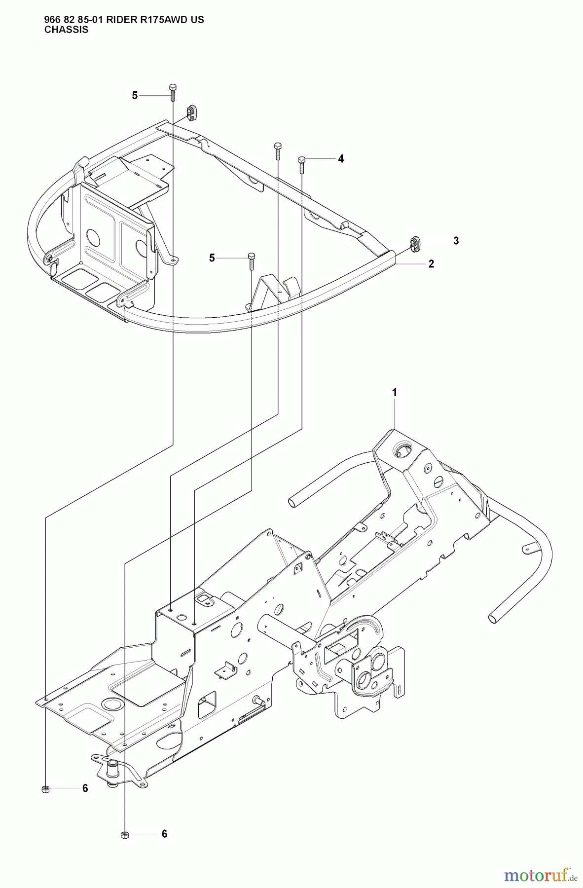 Husqvarna Reitermäher, Motor hinten Rider 175 AWD - Husqvarna Rear-Engine Rider (2008-05 & After) Chassis
