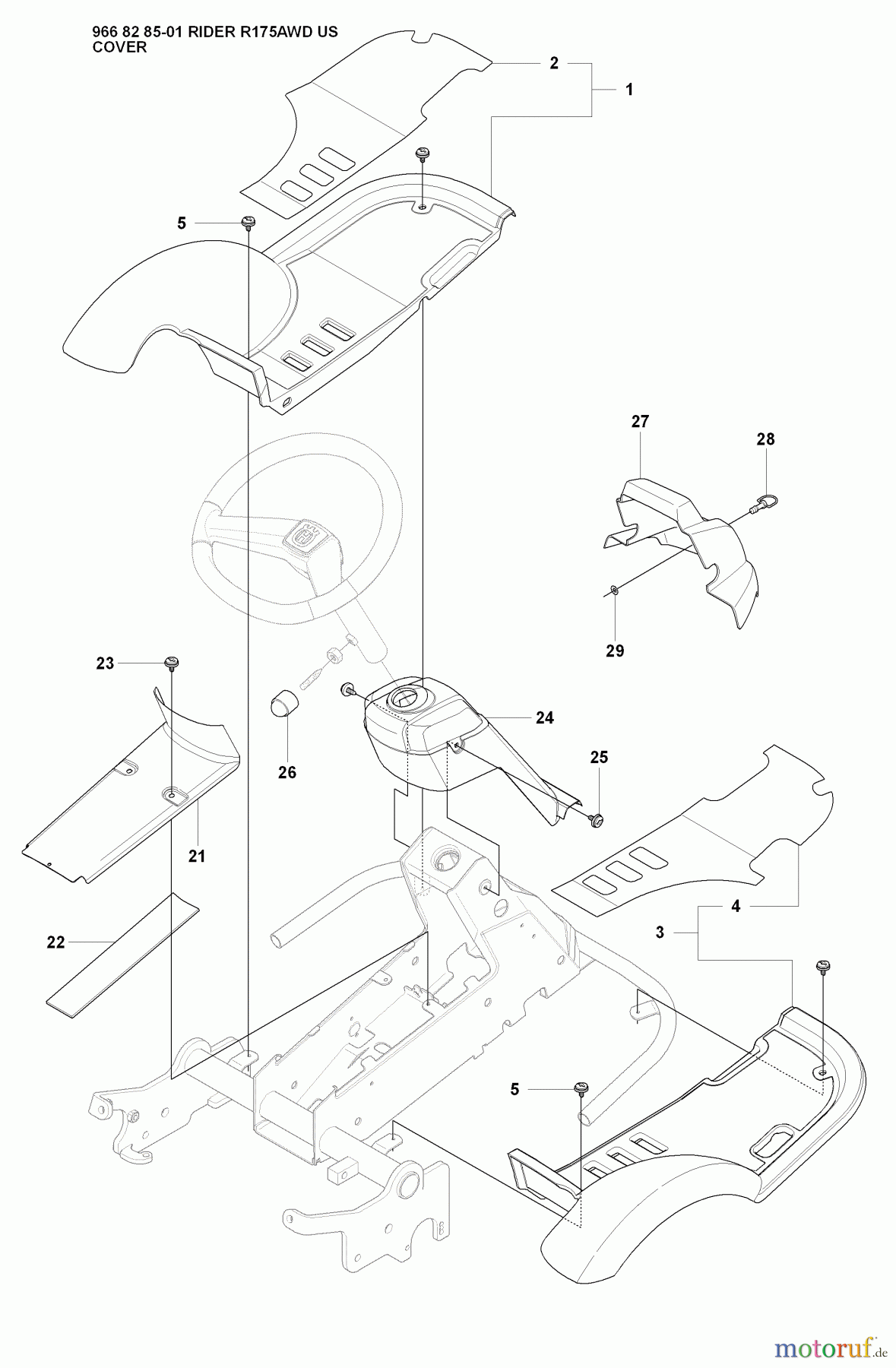Husqvarna Reitermäher, Motor hinten Rider 175 AWD - Husqvarna Rear-Engine Rider (2008-05 & After) Cover (Part 2)