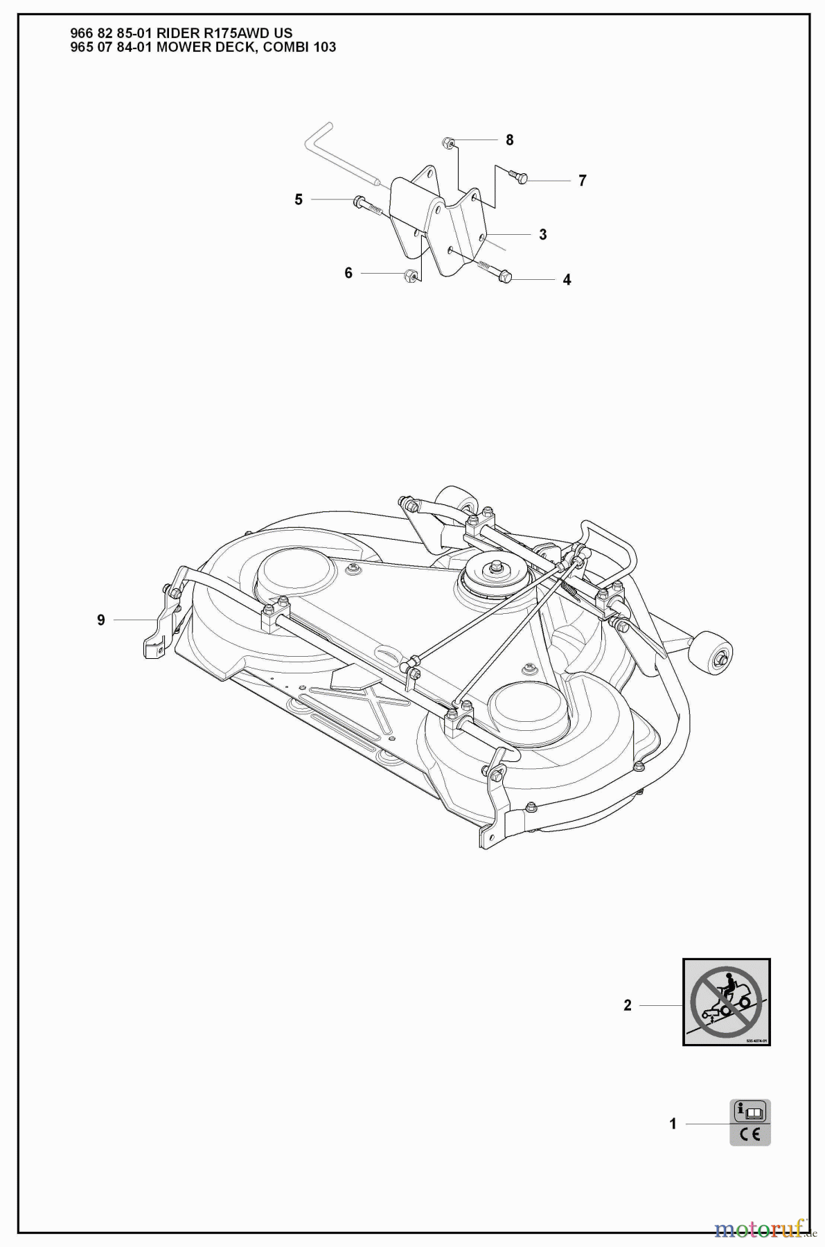 Husqvarna Reitermäher, Motor hinten Rider 175 AWD - Husqvarna Rear-Engine Rider (2008-05 & After) Mower Deck (Part 1)