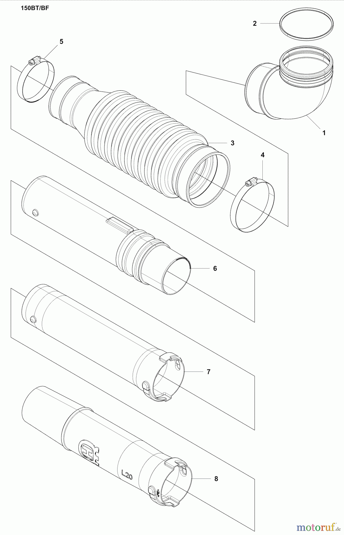 Husqvarna Bläser / Sauger / Häcksler / Mulchgeräte 150 BF - Husqvarna Backpack Blower (2007-05 to 2008-09) Tubes