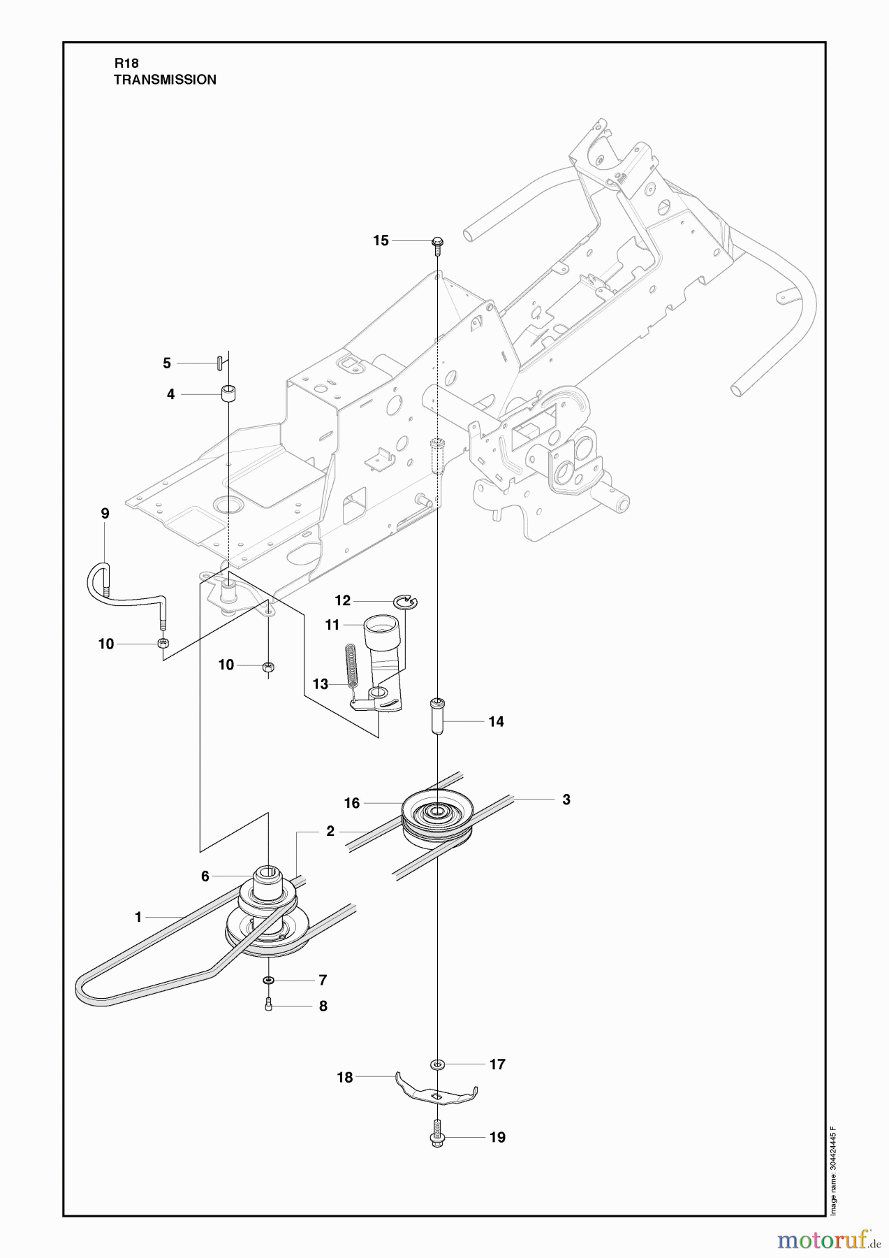 Husqvarna Reitermäher, Motor hinten Rider 18 (966414001) - Husqvarna Rear-Engine Rider (2010-03 & After) Transmission