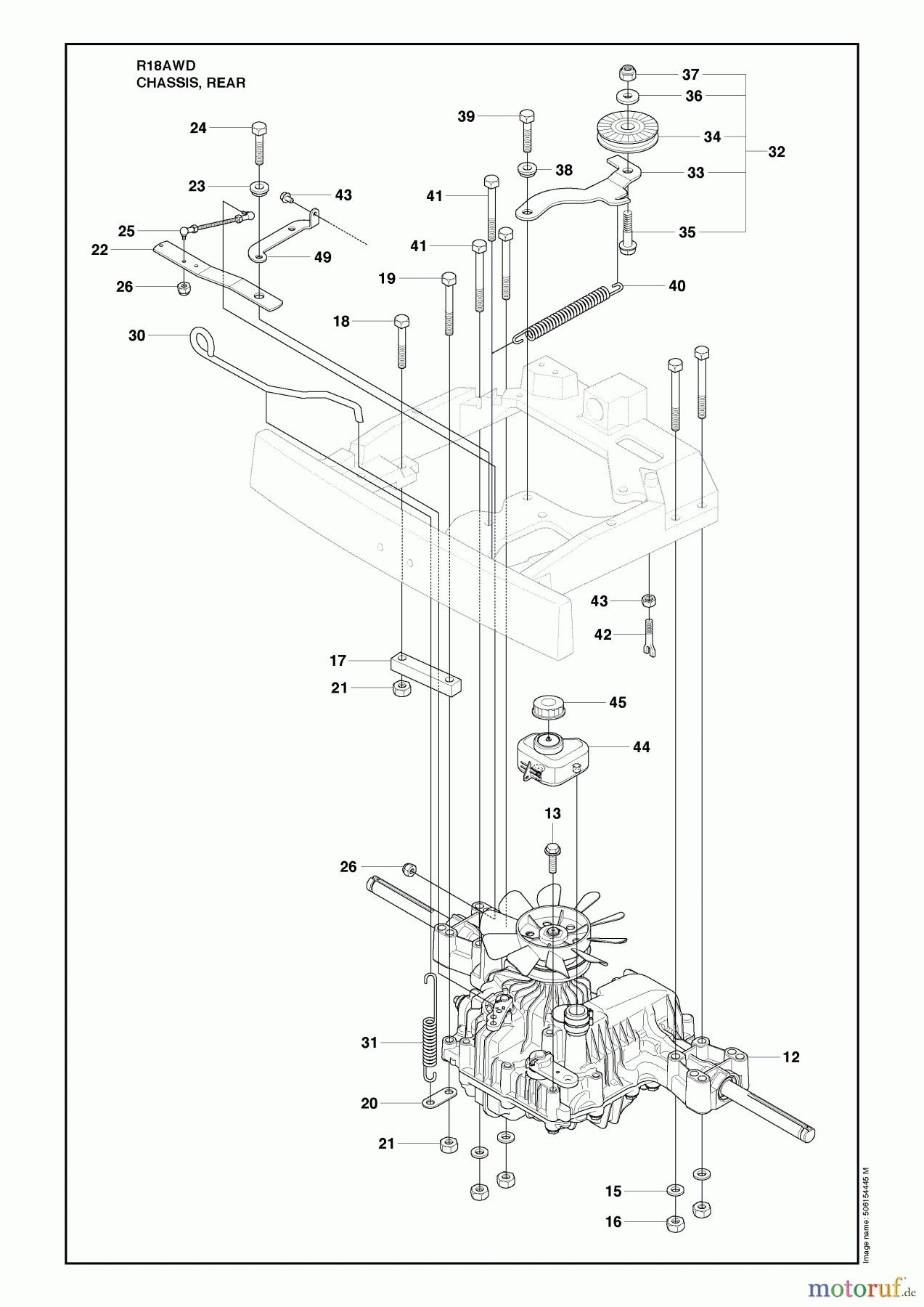 Husqvarna Reitermäher, Motor hinten Rider 18 AWD (966414101) - Husqvarna Rear-Engine Rider (2010-03 & After) Chassis, Rear Image 2