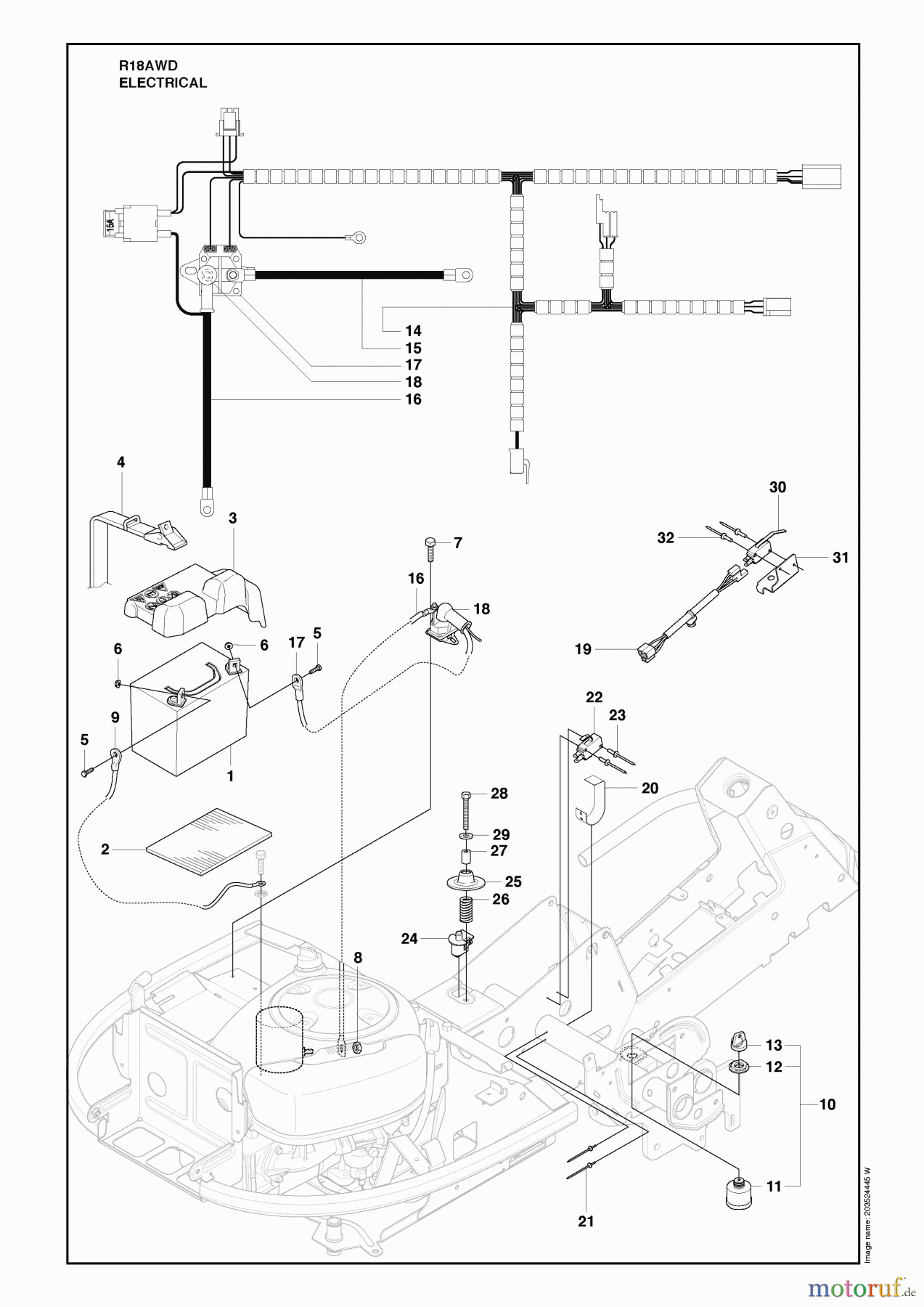 Husqvarna Reitermäher, Motor hinten Rider 18 AWD (966414101) - Husqvarna Rear-Engine Rider (2010-03 & After) Electrical