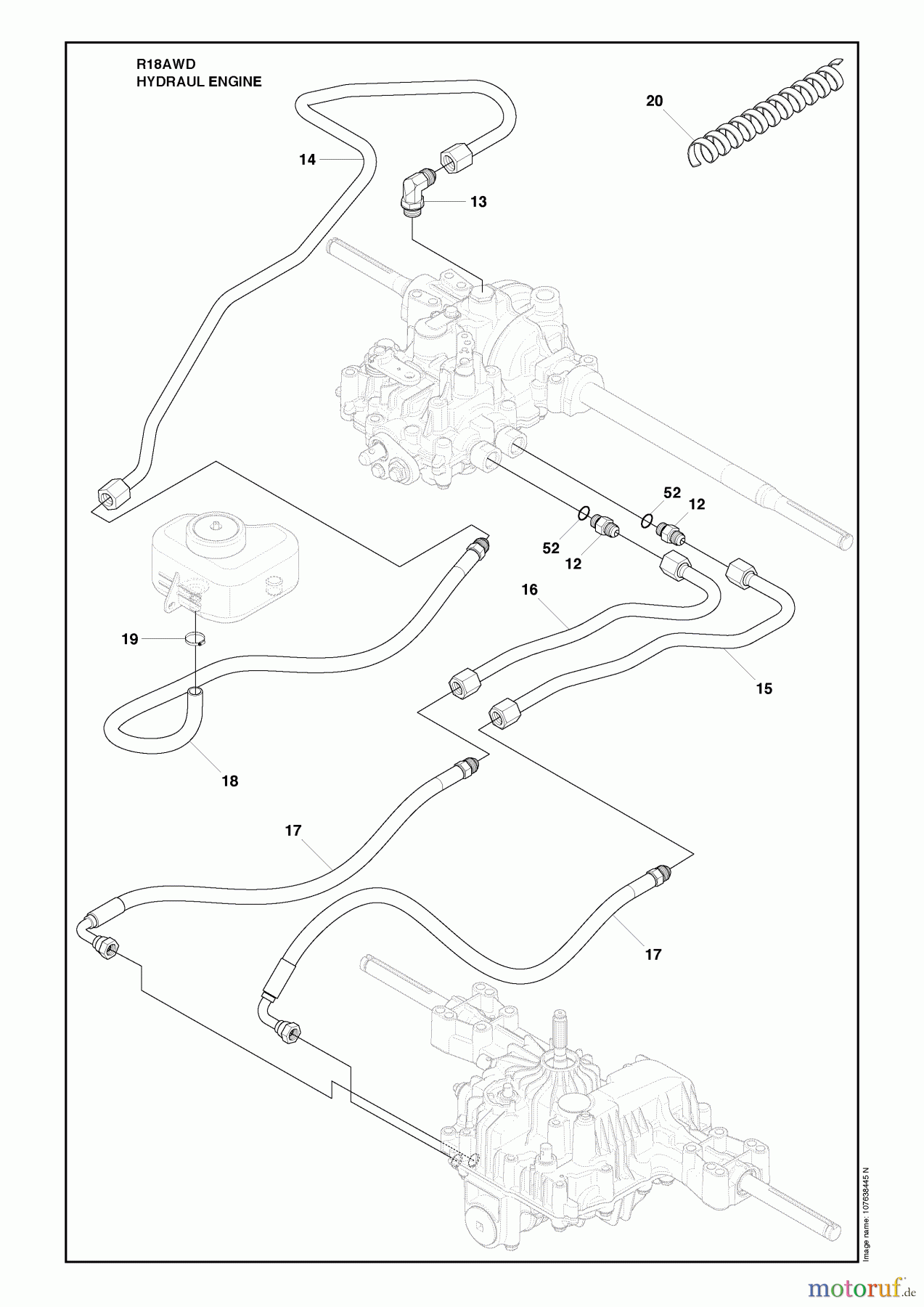 Husqvarna Reitermäher, Motor hinten Rider 18 AWD (966414101) - Husqvarna Rear-Engine Rider (2010-03 & After) Hydraul Engine Image 2