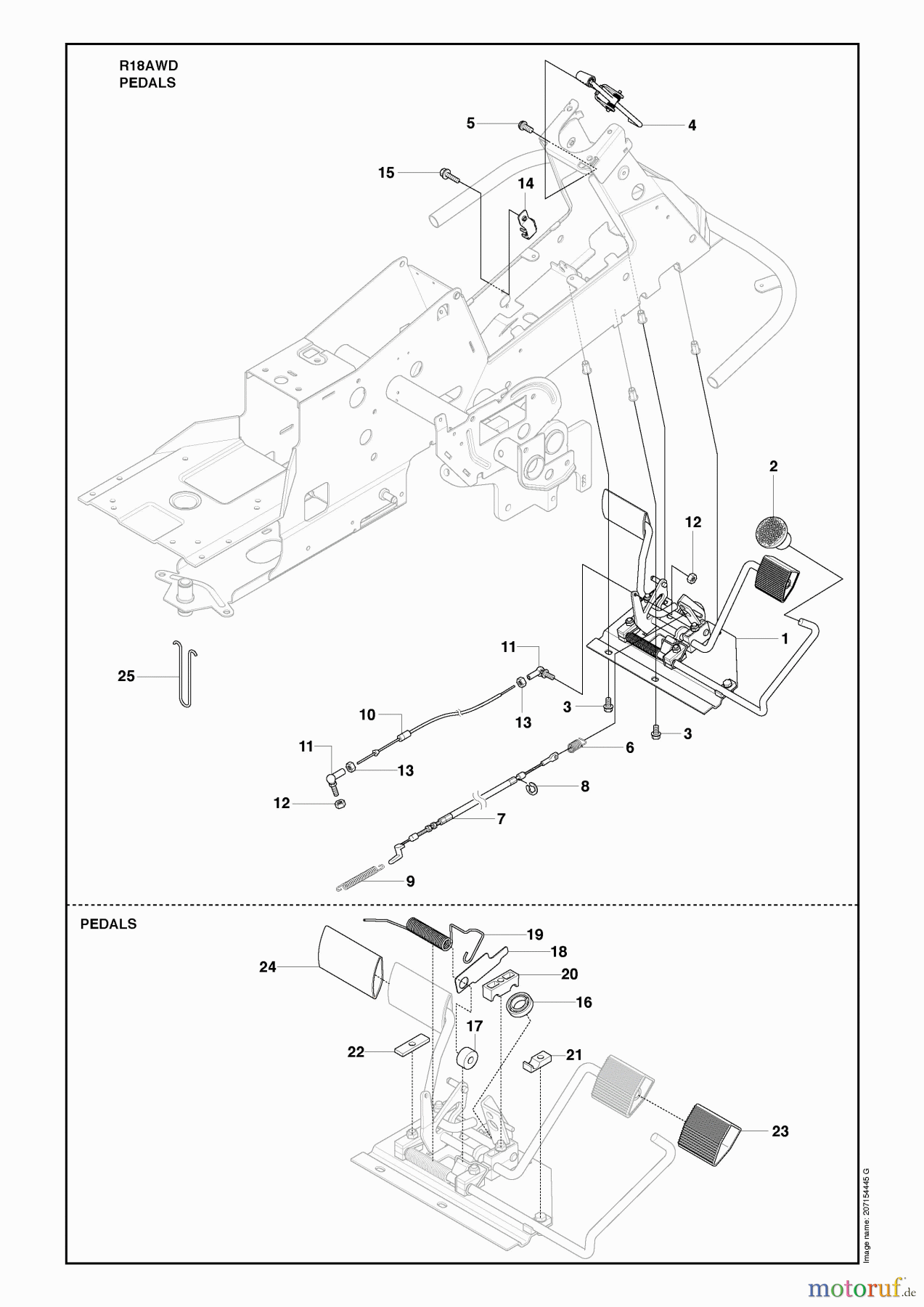 Husqvarna Reitermäher, Motor hinten Rider 18 AWD (966414101) - Husqvarna Rear-Engine Rider (2010-03 & After) Pedals