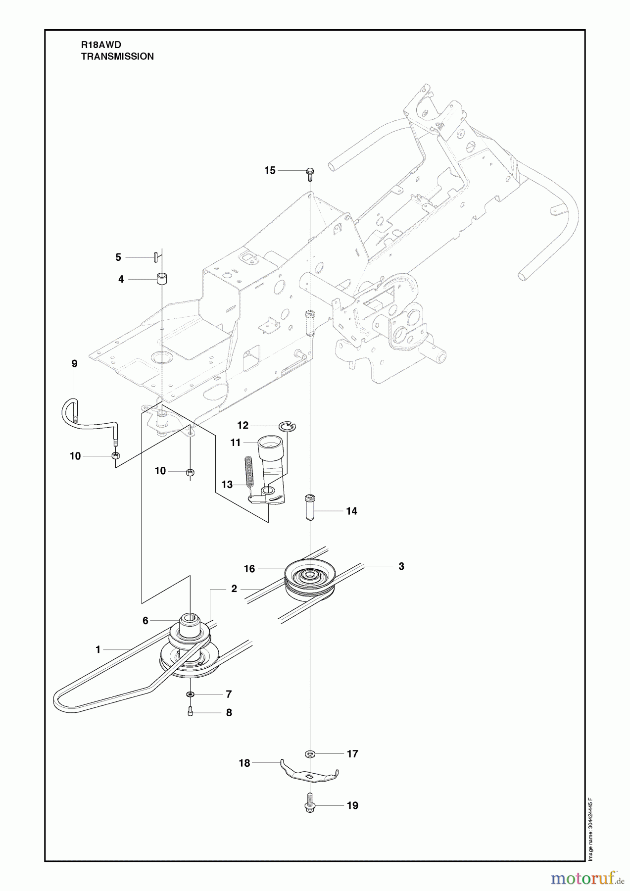 Husqvarna Reitermäher, Motor hinten Rider 18 AWD (966414101) - Husqvarna Rear-Engine Rider (2010-03 & After) Transmission