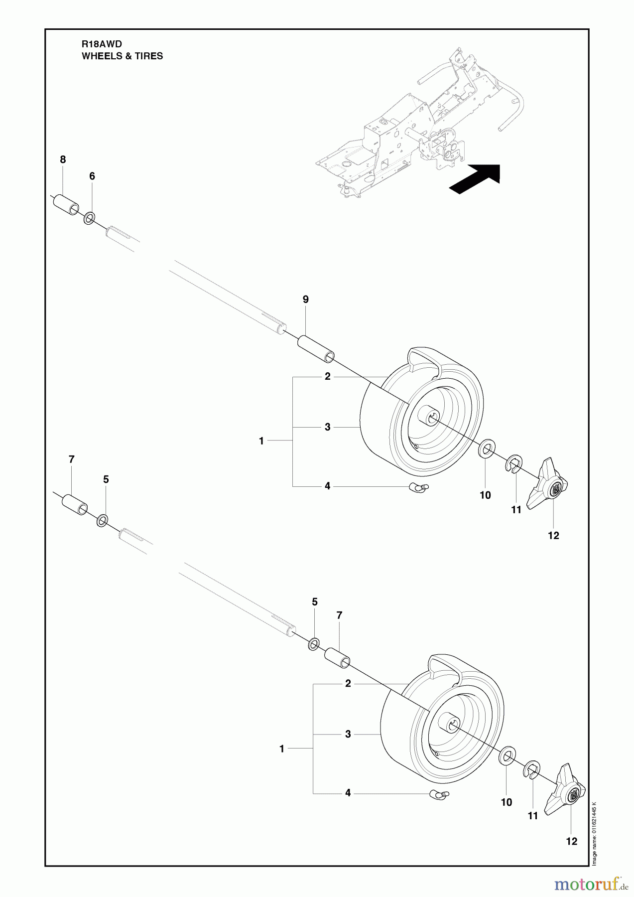 Husqvarna Reitermäher, Motor hinten Rider 18 AWD (966414101) - Husqvarna Rear-Engine Rider (2010-03 & After) Wheels & Tires