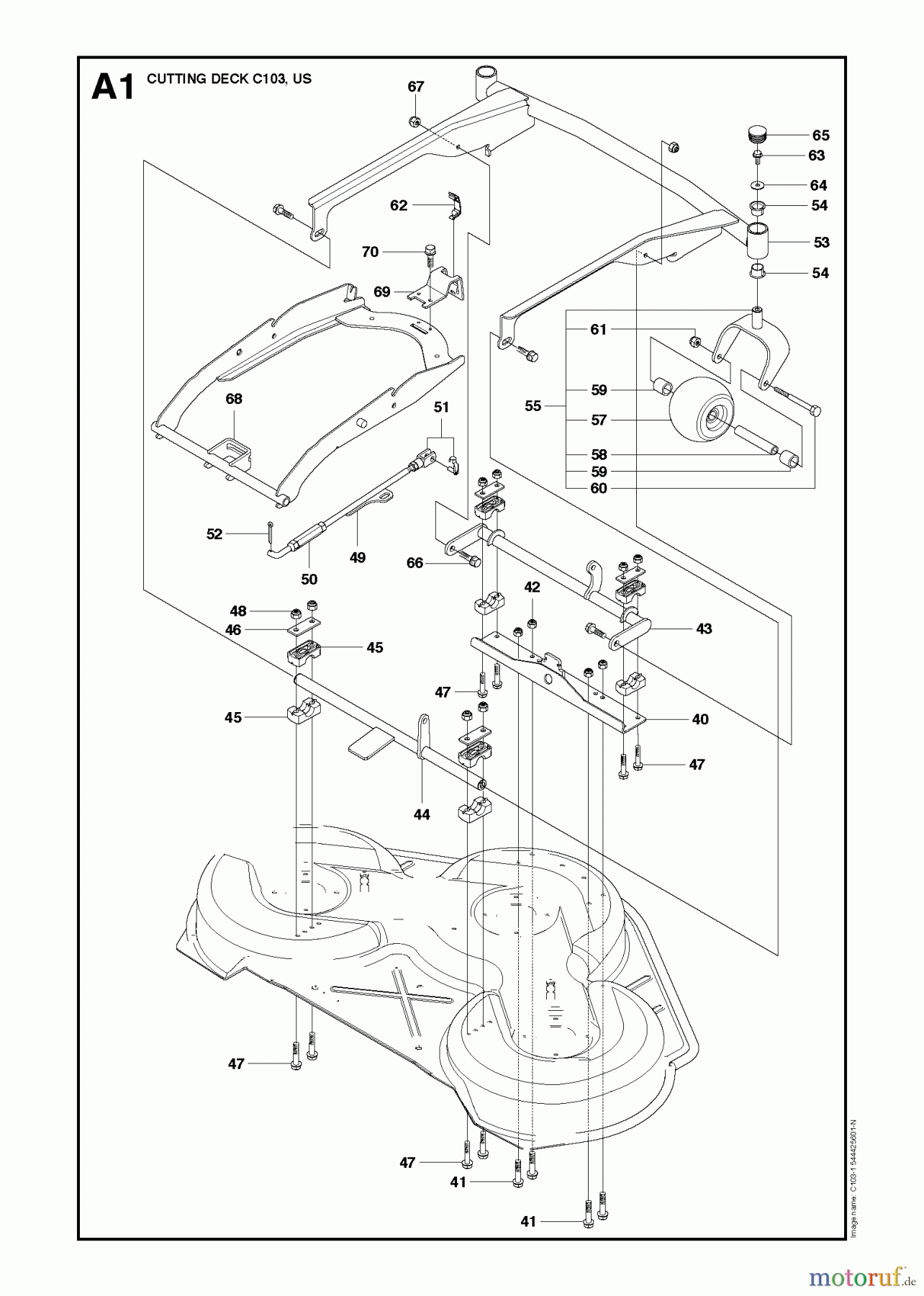 Husqvarna Reitermäher, Motor hinten Rider 322T AWD (966785801) - Husqvarna Rear-Engine Rider (2012-03 & After) 103CM CUTTING DECK #1