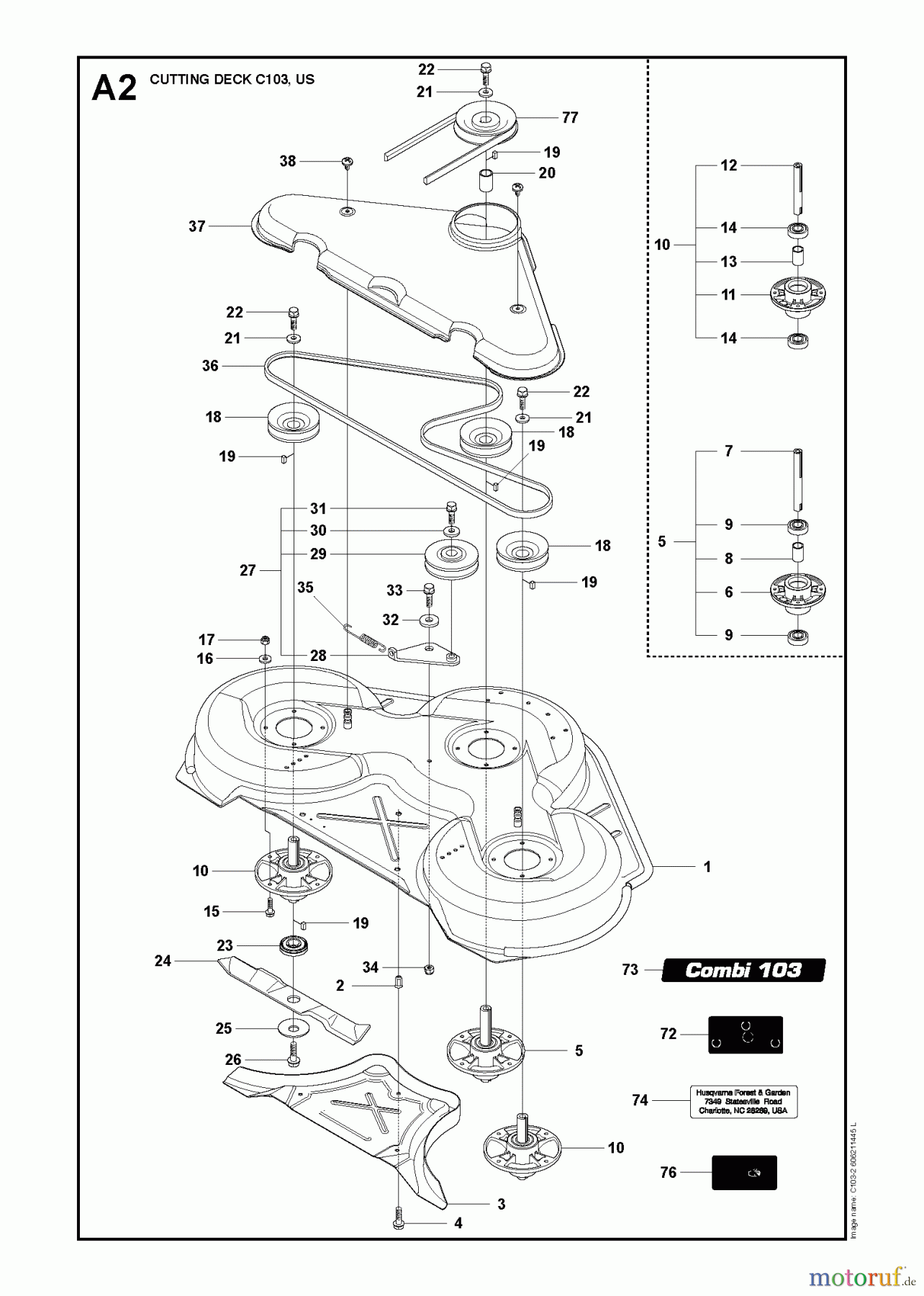 Husqvarna Reitermäher, Motor hinten Rider 322T AWD (966785801) - Husqvarna Rear-Engine Rider (2012-03 & After) 103CM CUTTING DECK #2