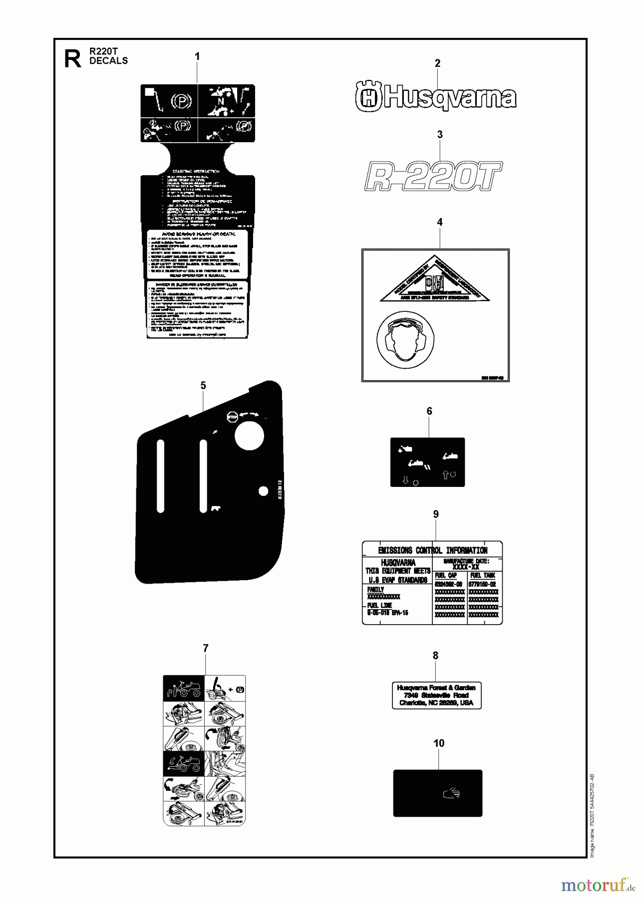 Husqvarna Reitermäher, Motor hinten Rider 322T AWD (966785801) - Husqvarna Rear-Engine Rider (2012-03 & After) DECALS