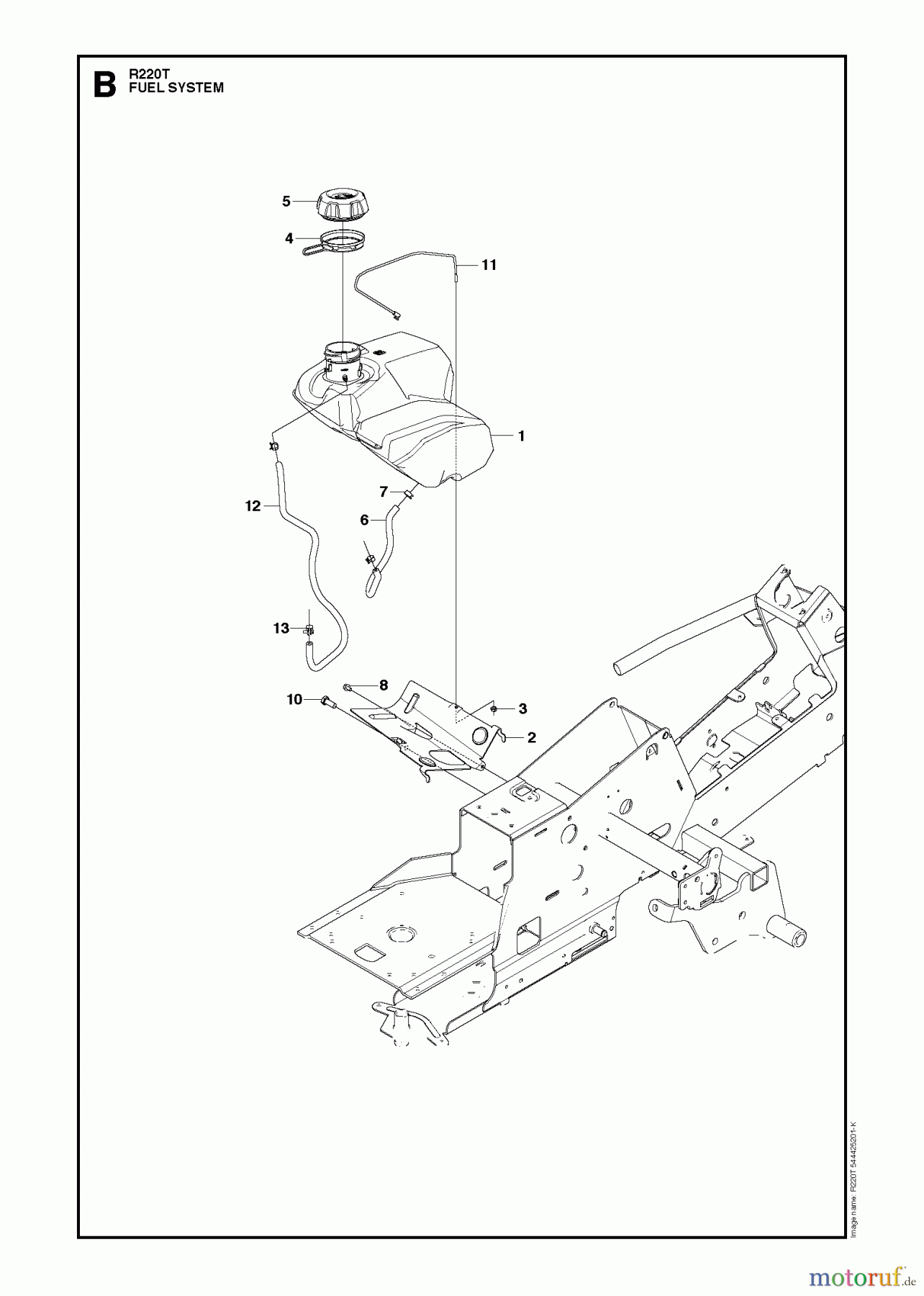 Husqvarna Reitermäher, Motor hinten Rider 322T AWD (966785801) - Husqvarna Rear-Engine Rider (2012-03 & After) FUEL SYSTEM