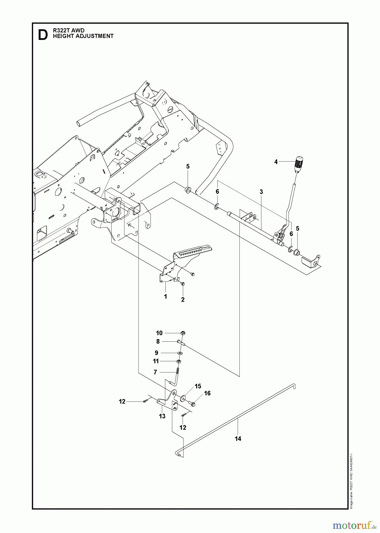 Husqvarna Reitermäher, Motor hinten Rider 322T AWD (966785801) - Husqvarna Rear-Engine Rider (2012-03 & After) HEIGHT ADJUSTMENT