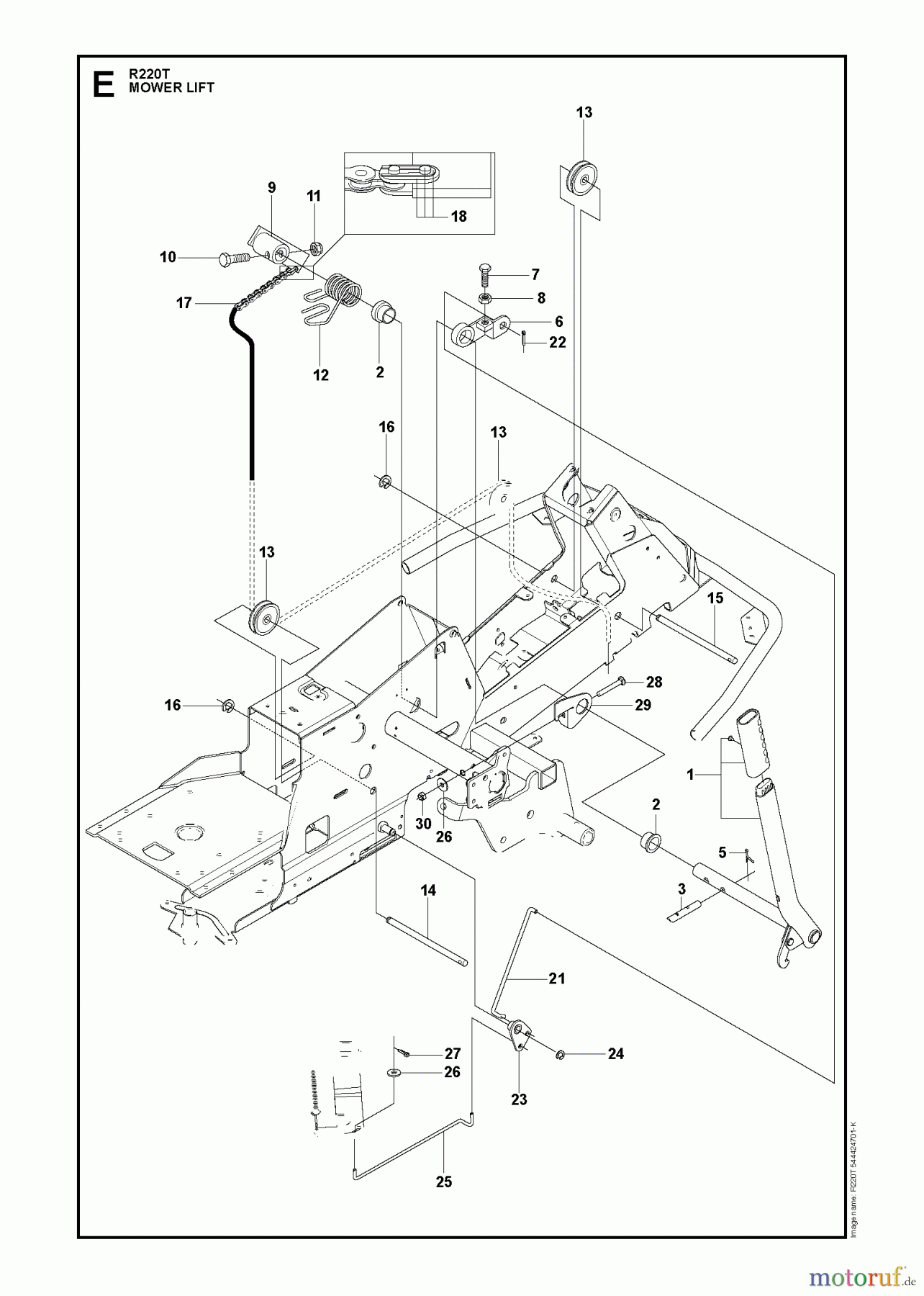 Husqvarna Reitermäher, Motor hinten Rider 322T AWD (966785801) - Husqvarna Rear-Engine Rider (2012-03 & After) MOWER LIFT / DECK LIFT
