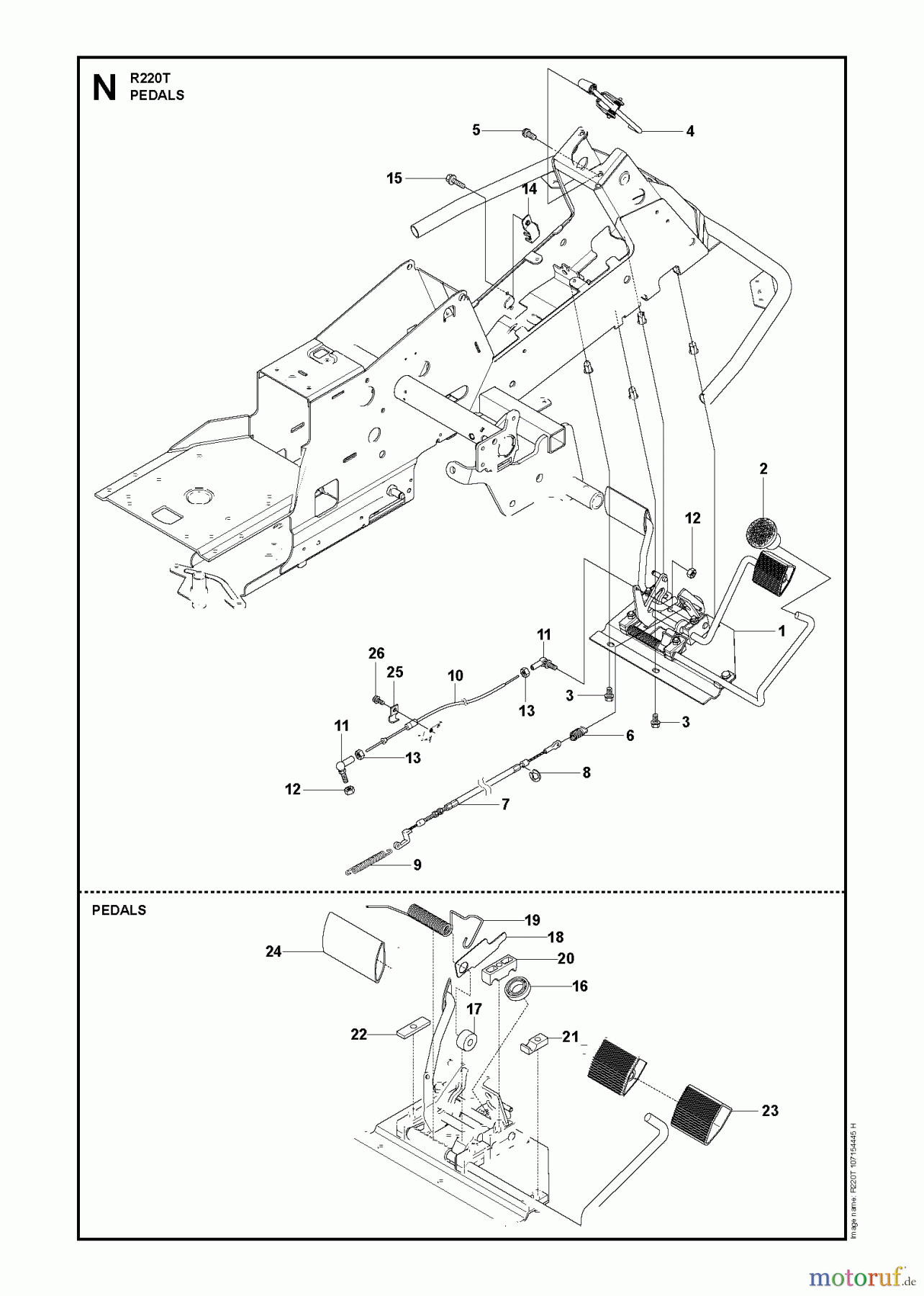Husqvarna Reitermäher, Motor hinten Rider 322T AWD (966785801) - Husqvarna Rear-Engine Rider (2012-03 & After) PEDALS