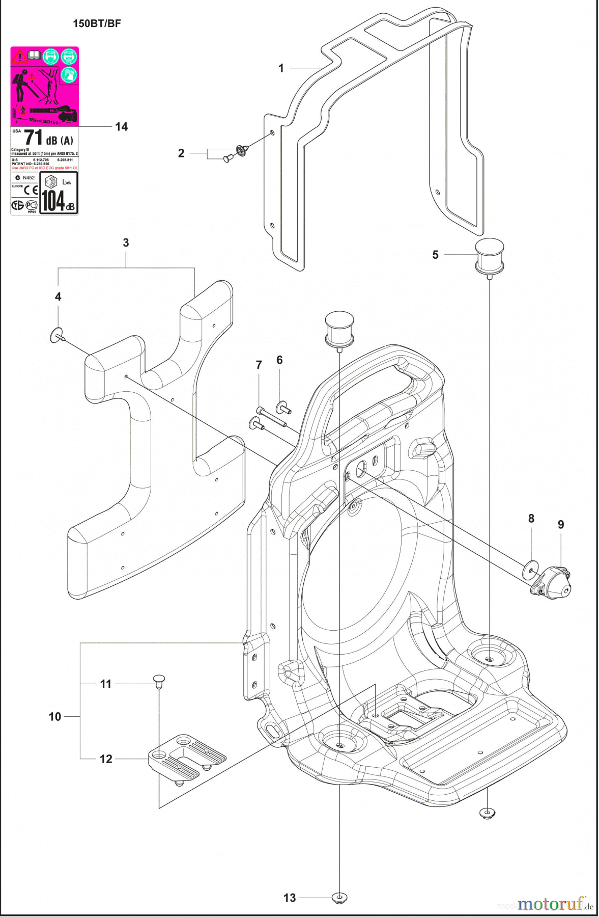 Husqvarna Bläser / Sauger / Häcksler / Mulchgeräte 150 BF - Husqvarna Backpack Blower (2008-10 & After) Frame