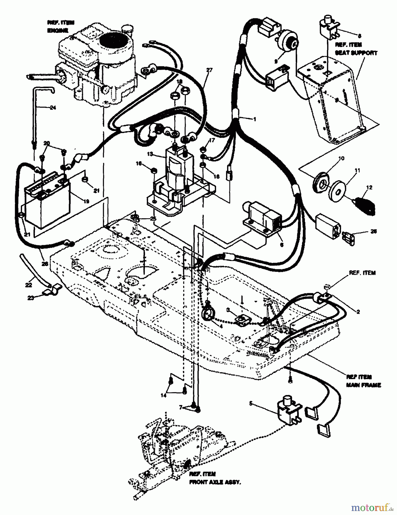 Husqvarna Reitermäher, Motor hinten Rider 800 - Husqvarna Rear-Engine Rider (1993-04 & After) Electrical Assembly