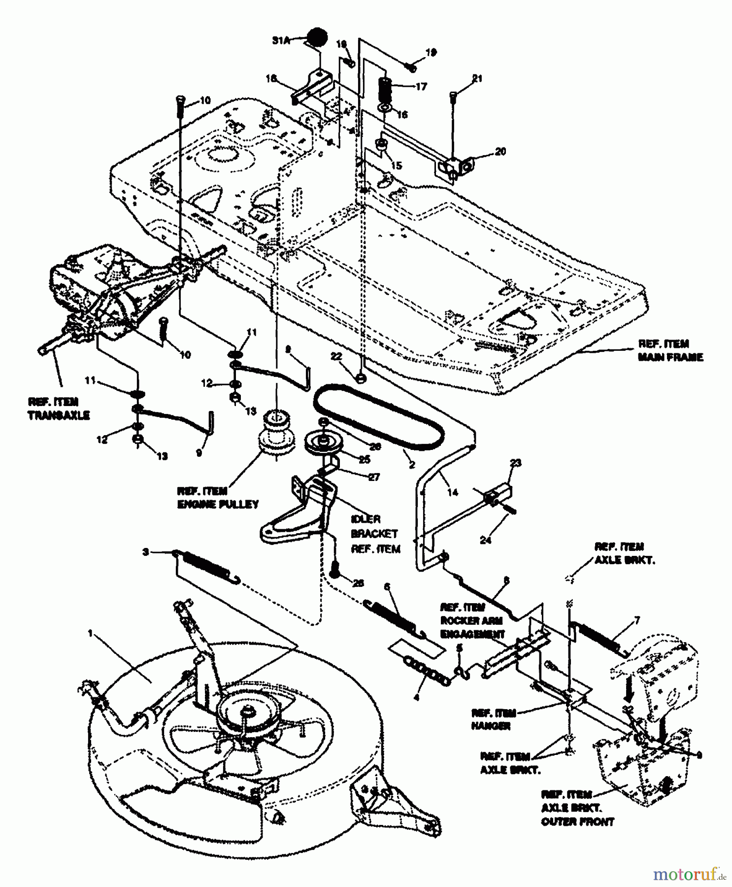 Husqvarna Reitermäher, Motor hinten Rider 800 - Husqvarna Rear-Engine Rider (1993-04 & After) Mower Drive Assembly